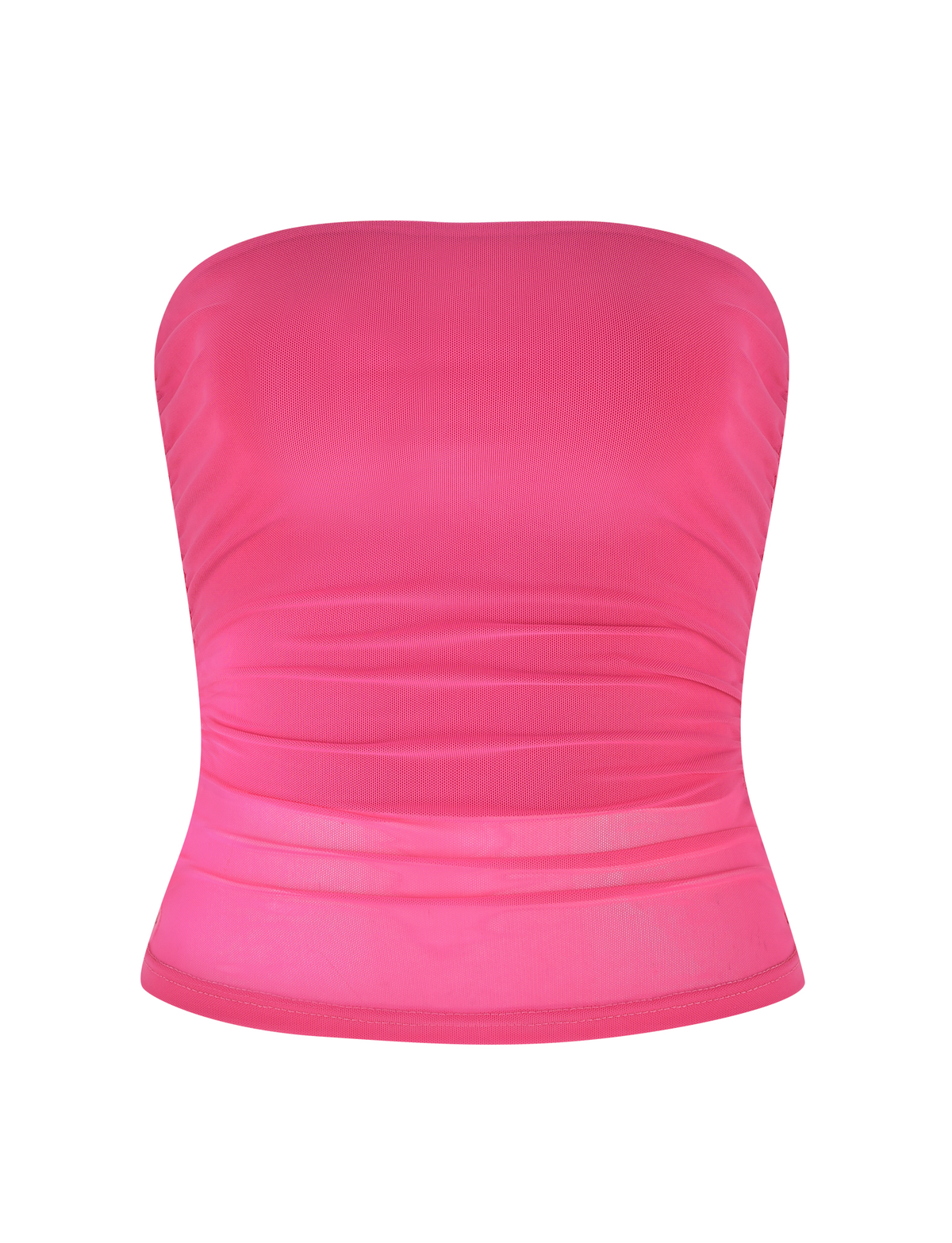 The TIGERMIST HARRIETT TUBE TOP - PINK is a strapless, fitted bodycon top in bright pink with a slight sheen, shown against a white background.