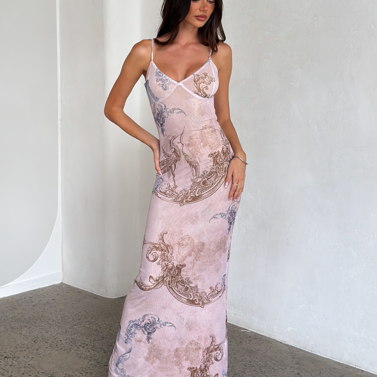 JULIANNA DRESS - MULTI : COLLAGE : CRANES – Tiger Mist USA