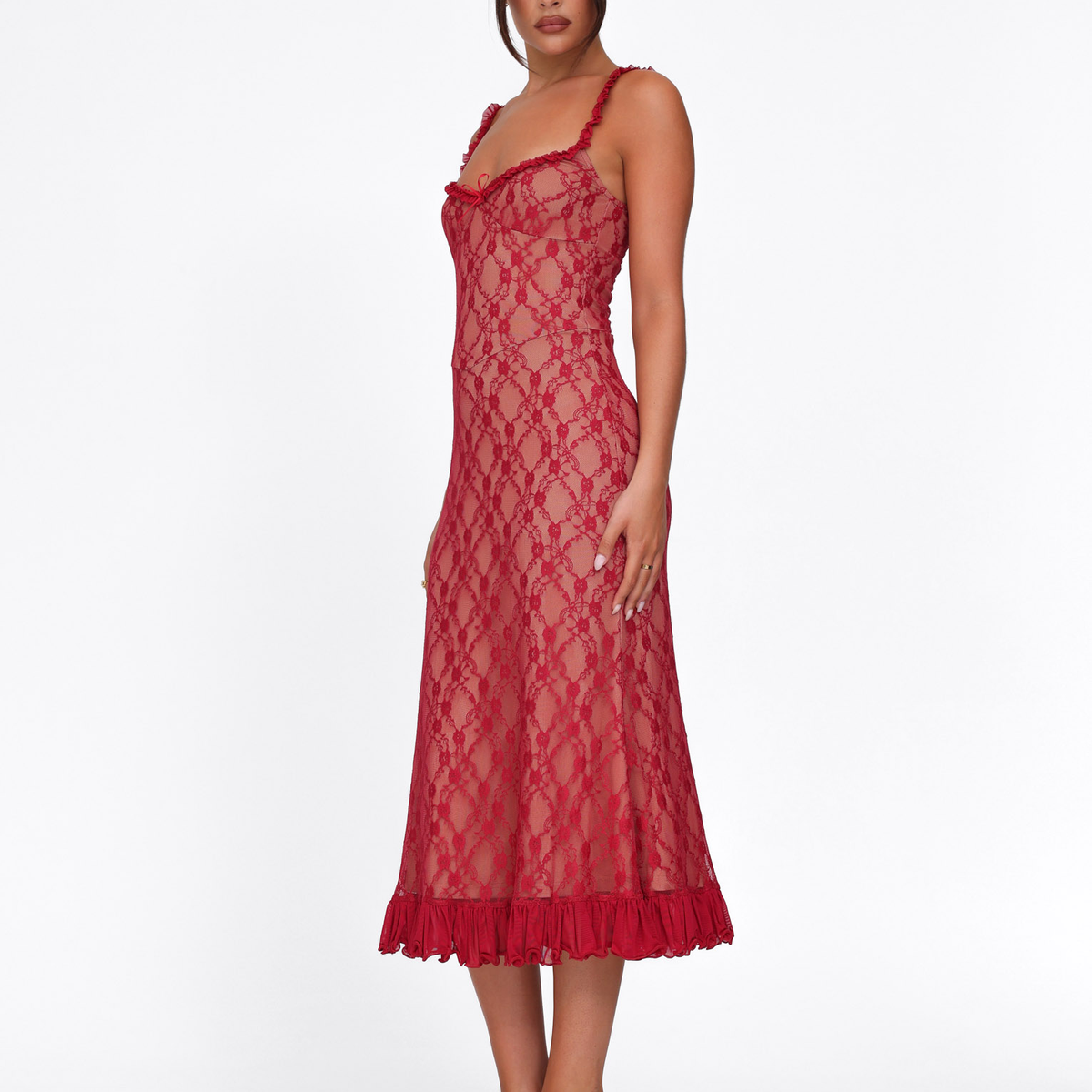 tiger mist red long sleeve dress DEJA DRESS