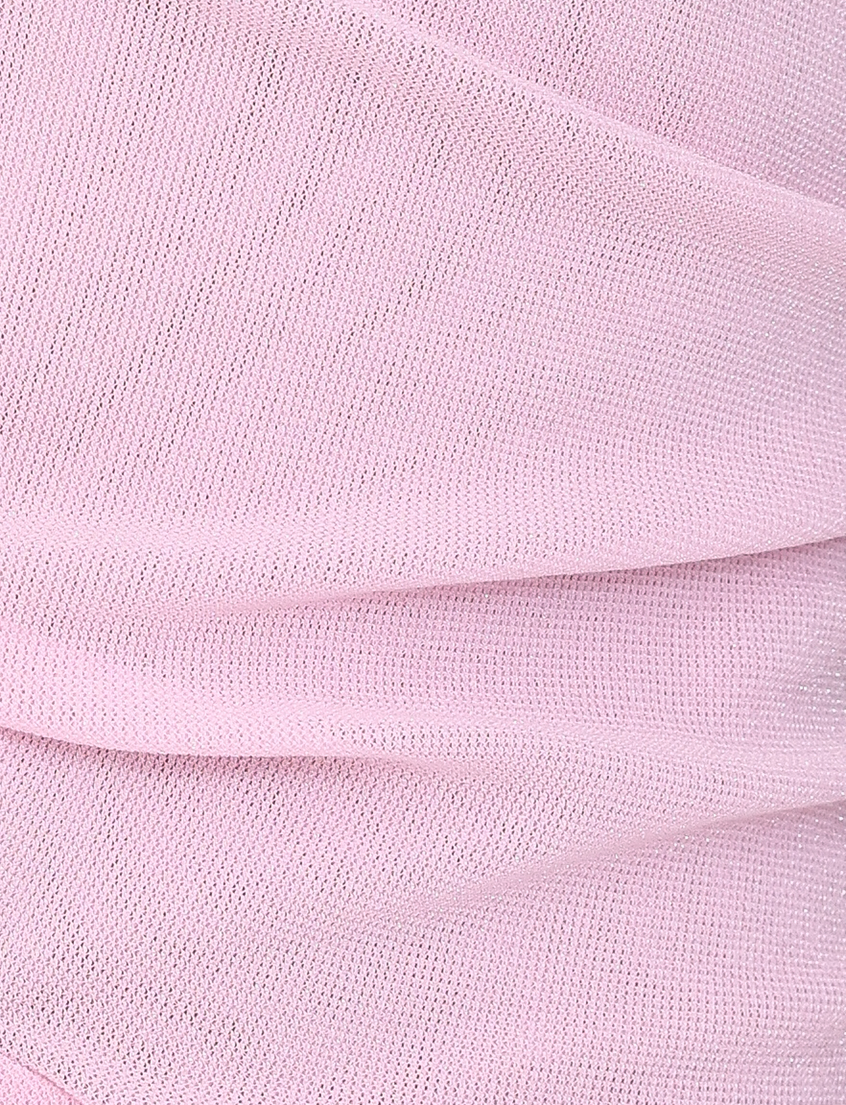 Close-up of TIGERMIST COBI MINI DRESS 2.0 in Baby Pink: soft, sheer, textured fabric with gentle folds and horizontal layers—perfect for a delicate, feminine look. Material appears light, slightly transparent, and ideal for this dress style.