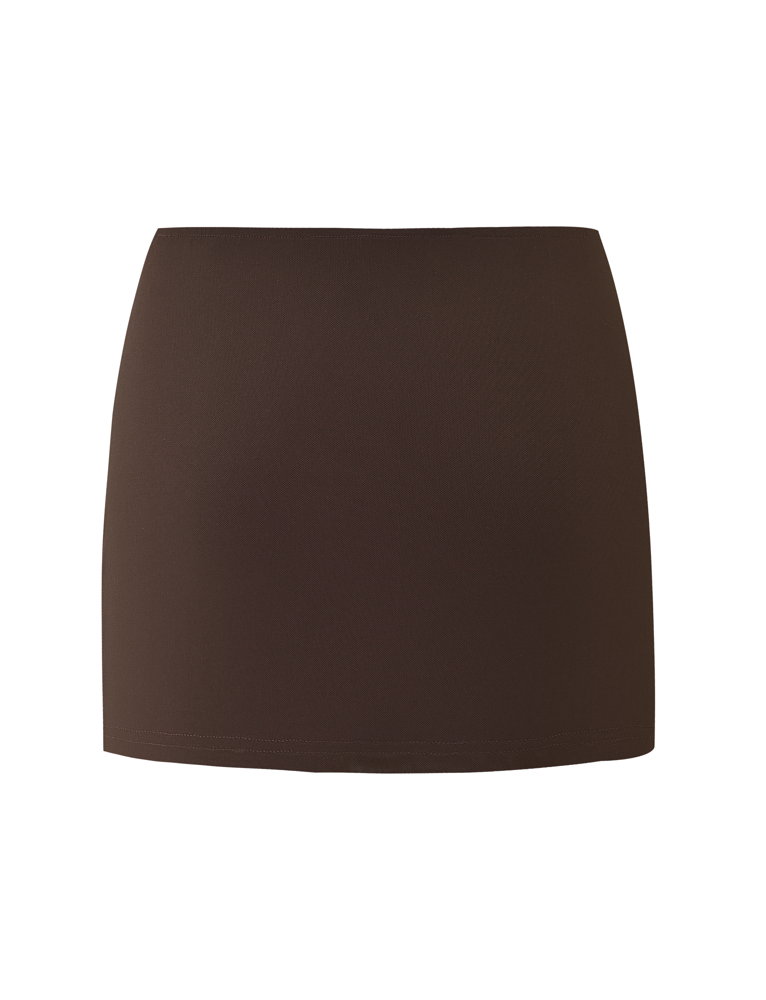 The OCTAVIA MINI SKIRT - CHOCOLATE SPARKLE by TIGERMIST is a high-waisted, fitted mini skirt in dark brown with a sleek finish, perfect for pairing with statement tops or complementing bold styles like the Octavia Dress. Displayed on a white background.