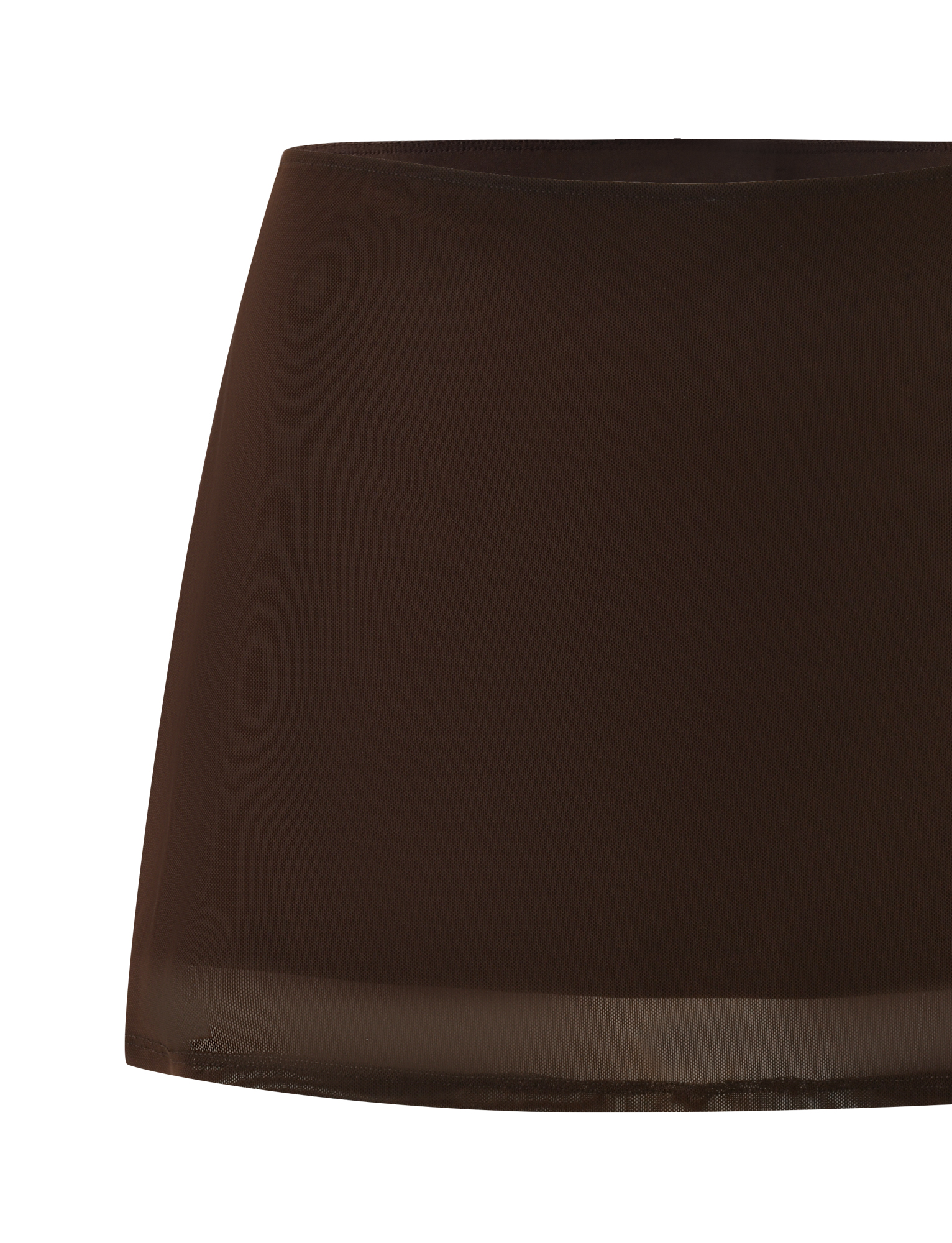 The OCTAVIA MINI SKIRT - BROWN : CHOCOLATE by TIGERMIST features a simple, straight-cut design in plain chocolate brown with no patterns or embellishments, displayed against a white background.