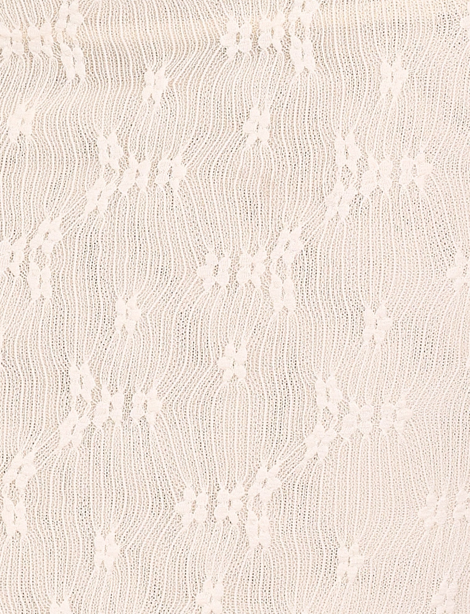 Close-up of the TIGERMIST FIORELLA MINI DRESS - WHITE : LACE : CREAM, highlighting its cream lace fabric with a wavy textured pattern and evenly spaced small floral motifs.