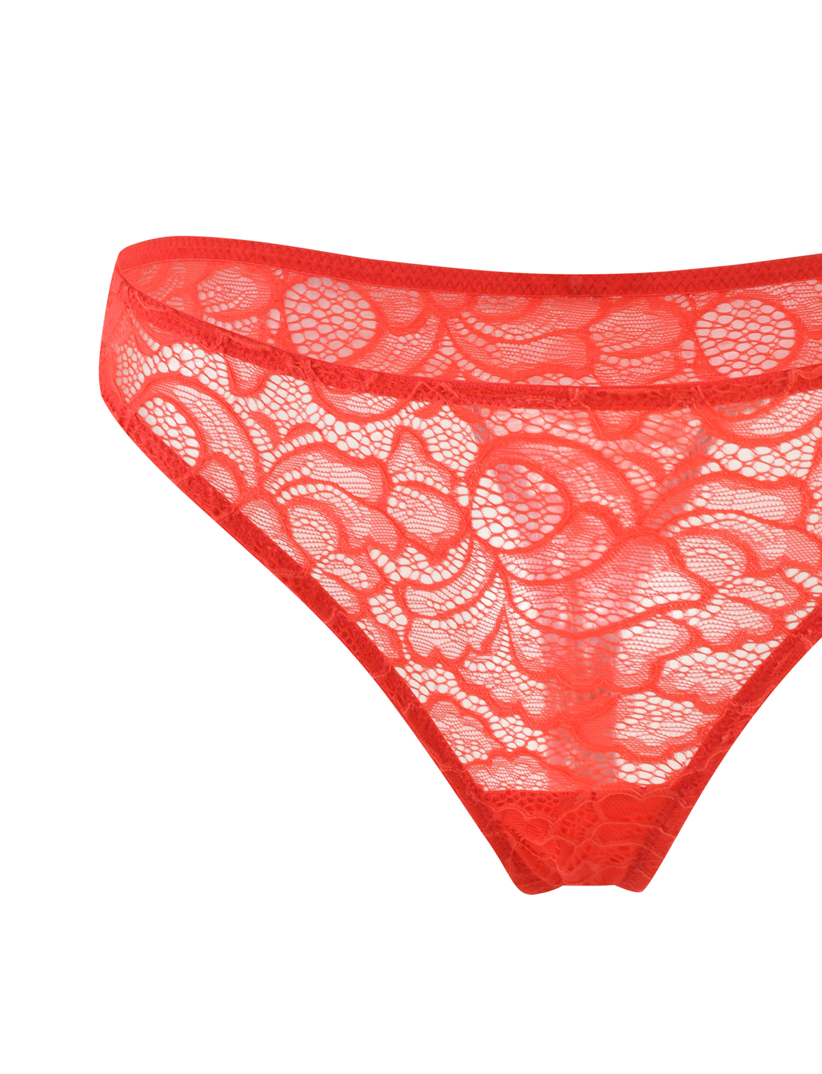 The TIGERMIST SIRENE SET 2.0 - RED features sheer red lace women's underwear with a floral pattern and intricate detailing, shown on a white background. Part of the matching bra and underwear collection.