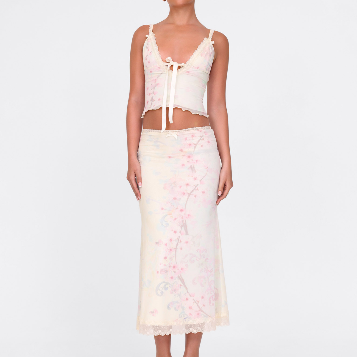 Textured Cherry Pie Midi Skirt