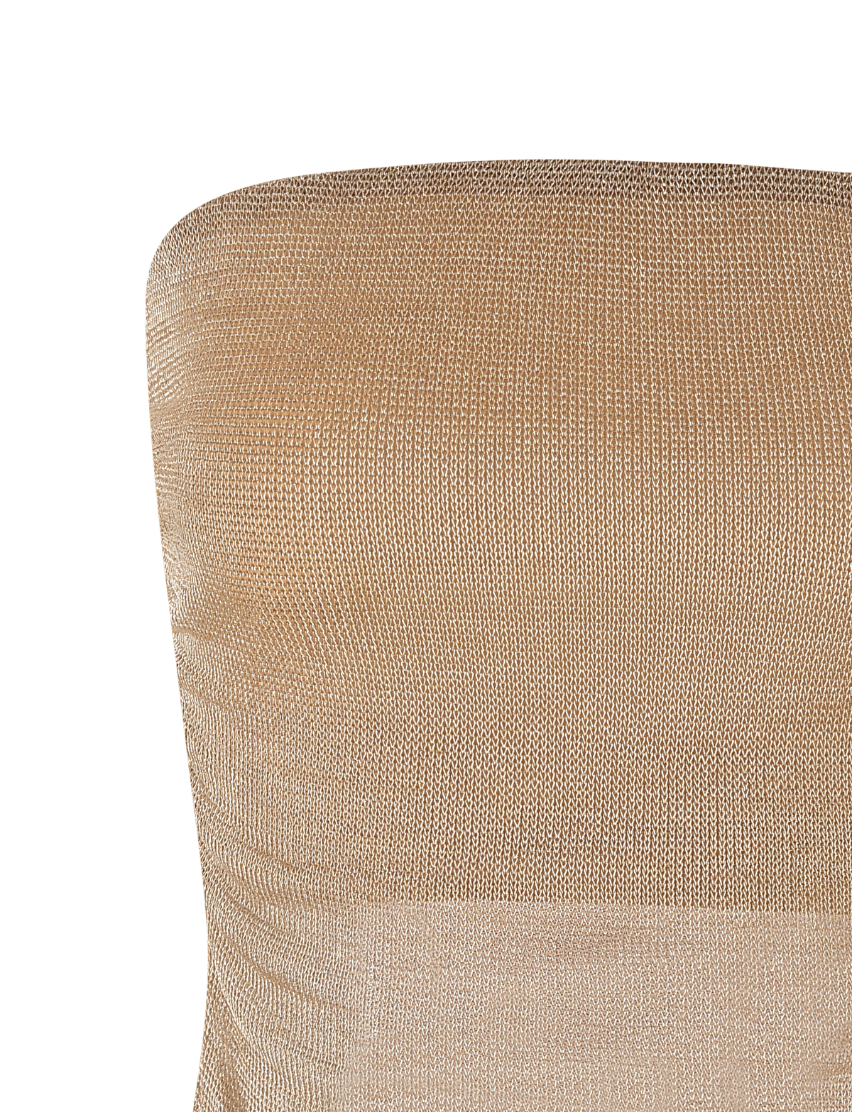 A close-up of the TIGERMIST HARRIETT TUBE TOP - GOLD, a strapless top in textured, shimmery gold jersey. Only the upper chest and torso are visible; the head, arms, and background are not shown.