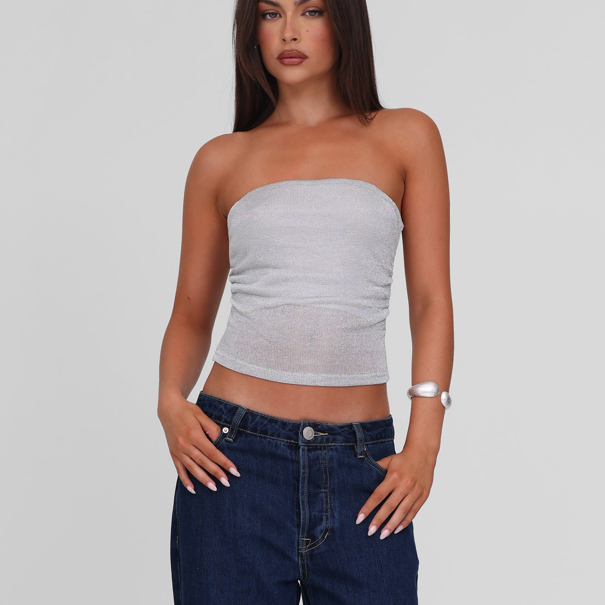 HARRIETT TUBE TOP - SILVER – Tiger Mist USA