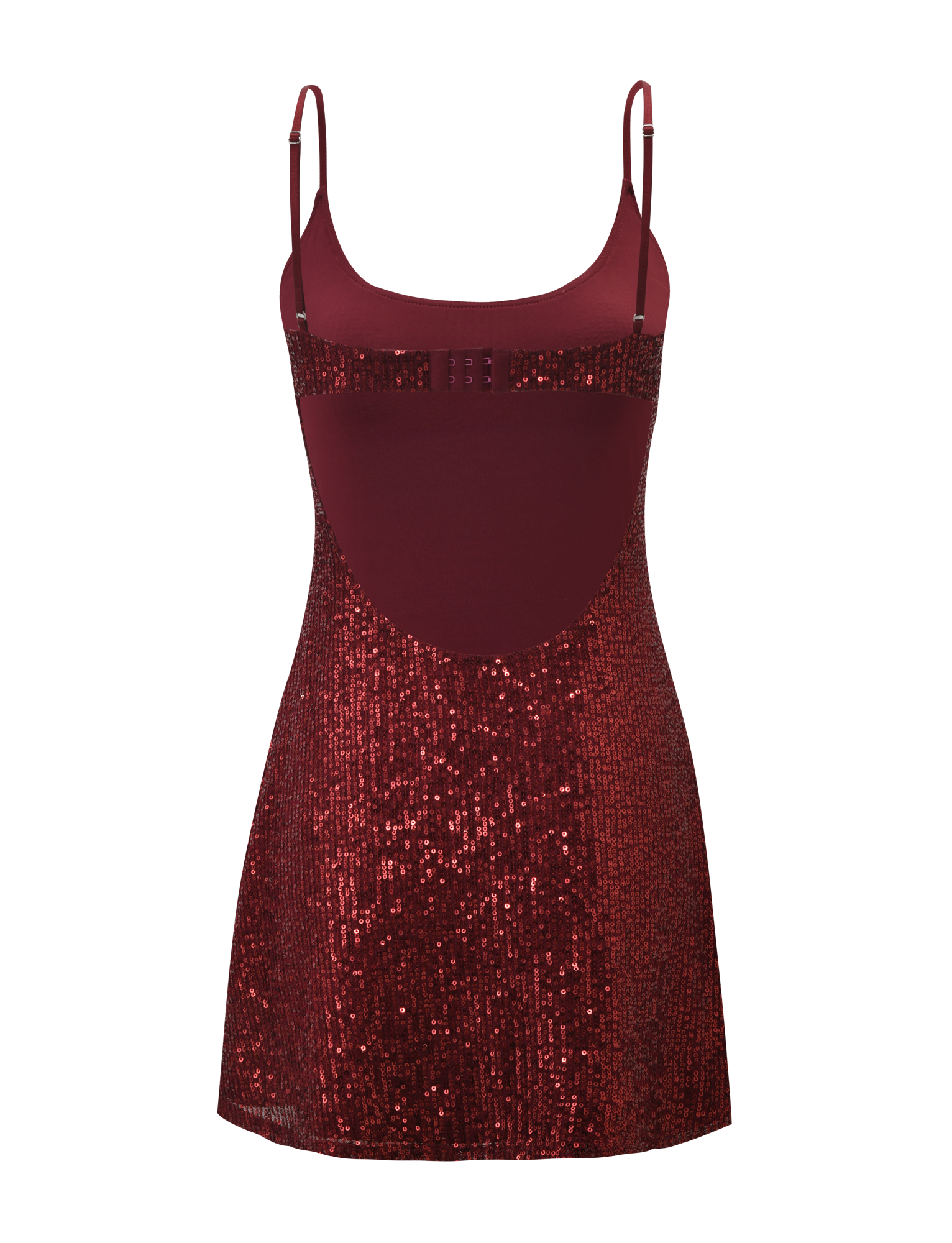 Turn heads in the TIGERMIST ZEINA MINI DRESS - WINE SEQUIN, featuring a deep red hue, scoop neckline, sleeveless cut with thin straps, fitted bodice, and an allover sequin skirt for an eye-catching shine.