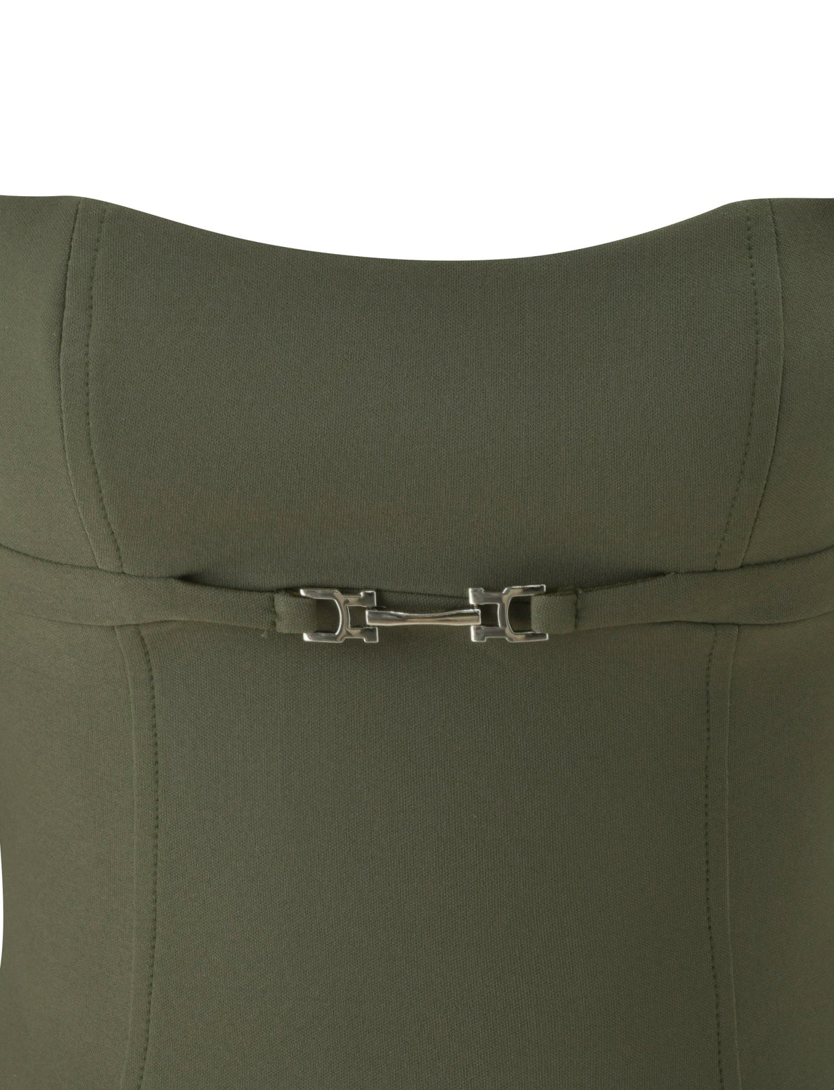 Olive green KITTIE BUCKLE TOP - OLIVE featuring a bodycon fit and a silver metal buckle detail at the waist.
