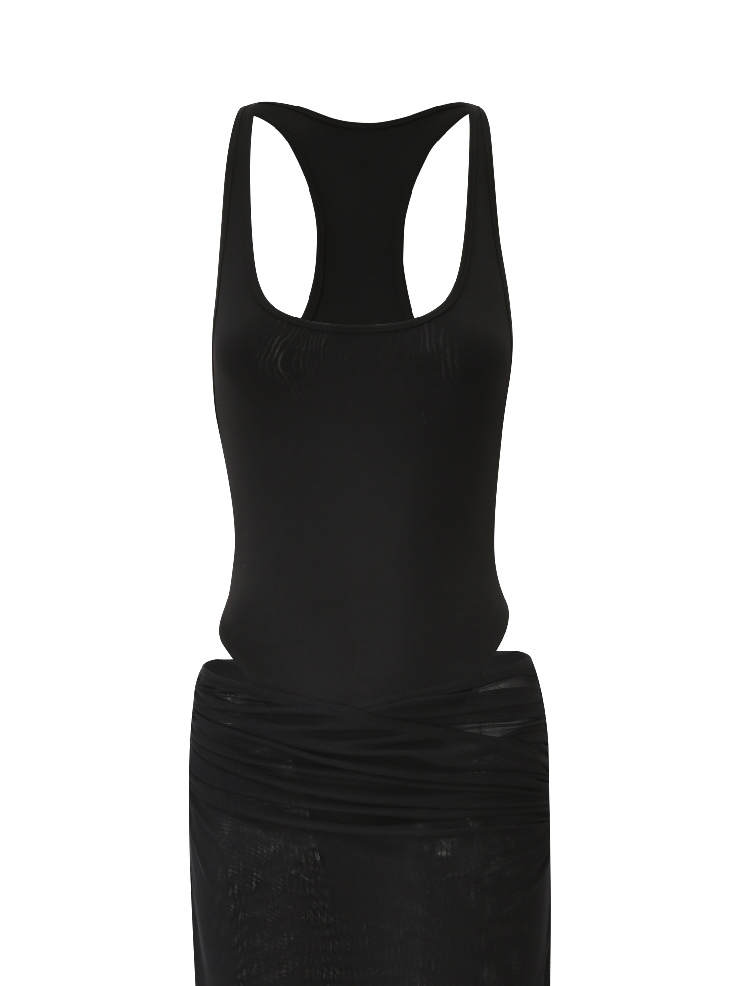 The LILIANA-SUMMER MAXI DRESS - BLACK by TIGERMIST is a sleeveless, fitted black maxi dress shown against a plain white background.