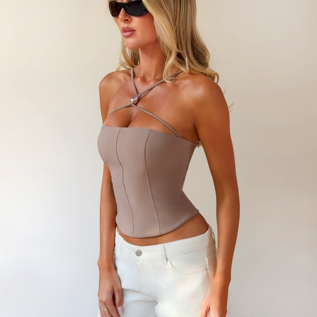 TAMORA CORSET TOP - TAUPE – Tiger Mist USA