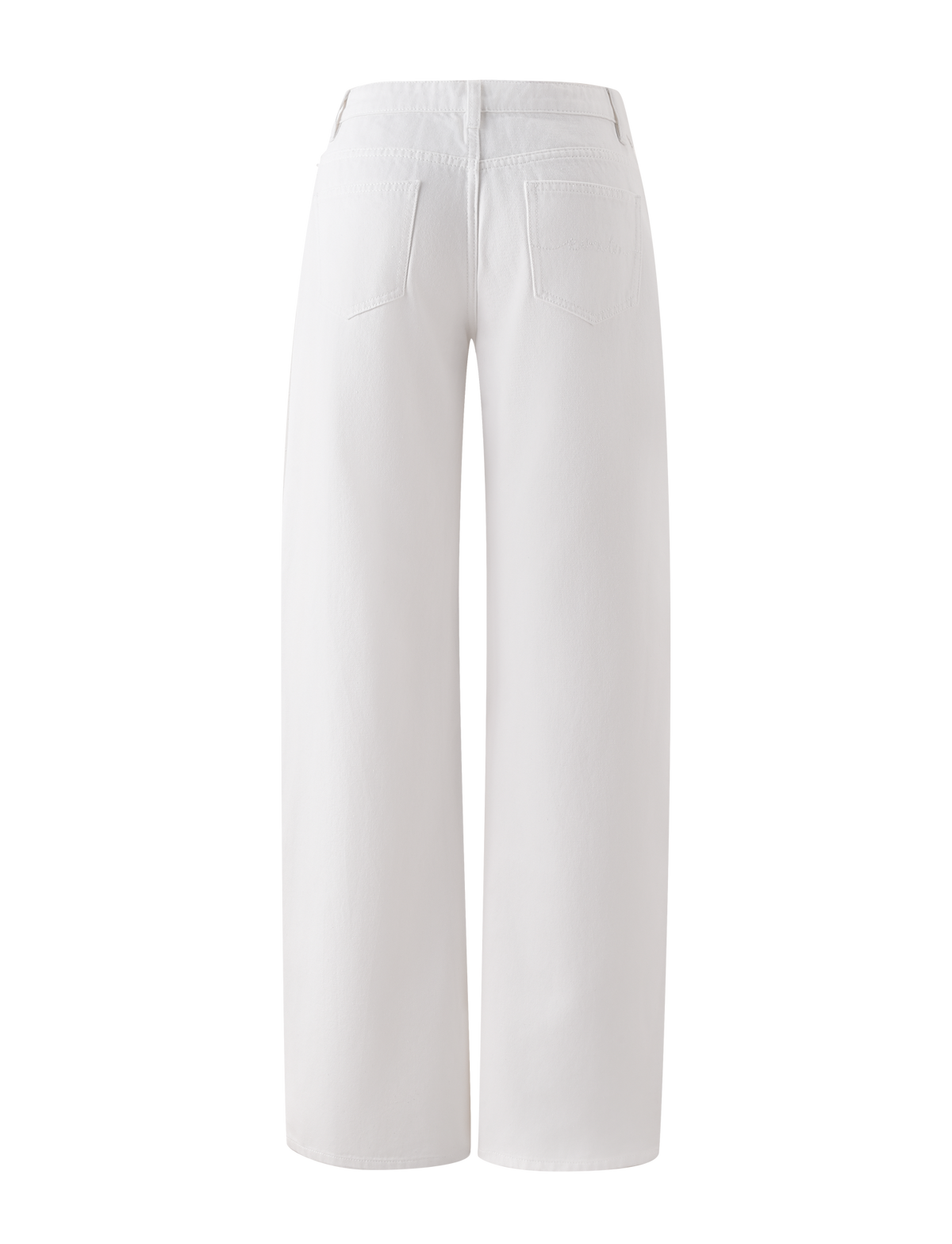 Back view of the TIGERMIST MALIYA JEAN - WHITE, featuring a baggy fit, extra long inseam, and two back pockets, displayed against a plain white background.