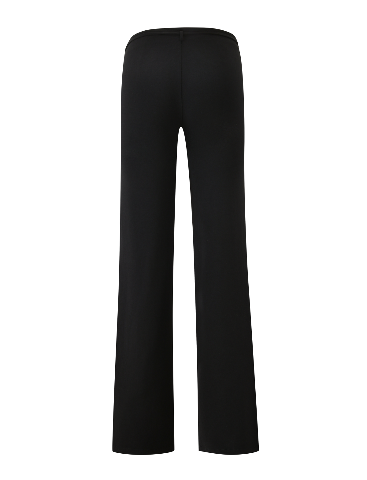 Back view of TIGERMIST KAILI PANT - BLACK, featuring a high-waisted, wide-leg silhouette in plain black, shown full length against a white background.