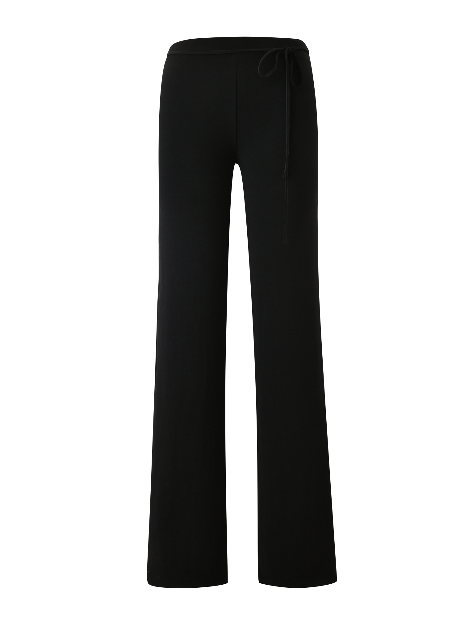 The KAILI PANT - BLACK by TIGERMIST is a high-waisted, wide-leg pant with a removable self-tie belt, shown against a plain white background.