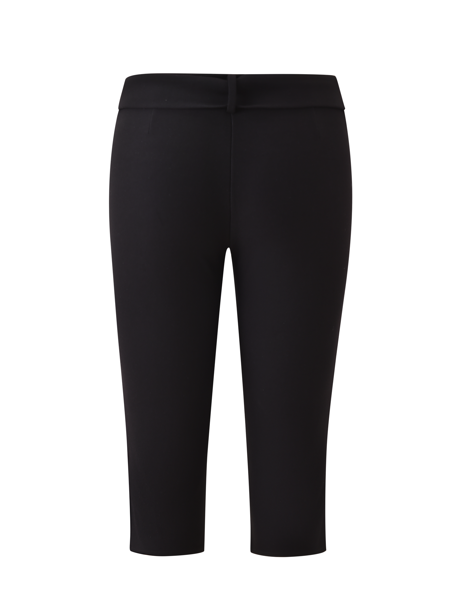 The TIGERMIST PILAR CAPRI - BLACK features a mid-rise waist, fitted waistband with belt loops, removable waist tie, and no visible pockets. Displayed against a plain white background.