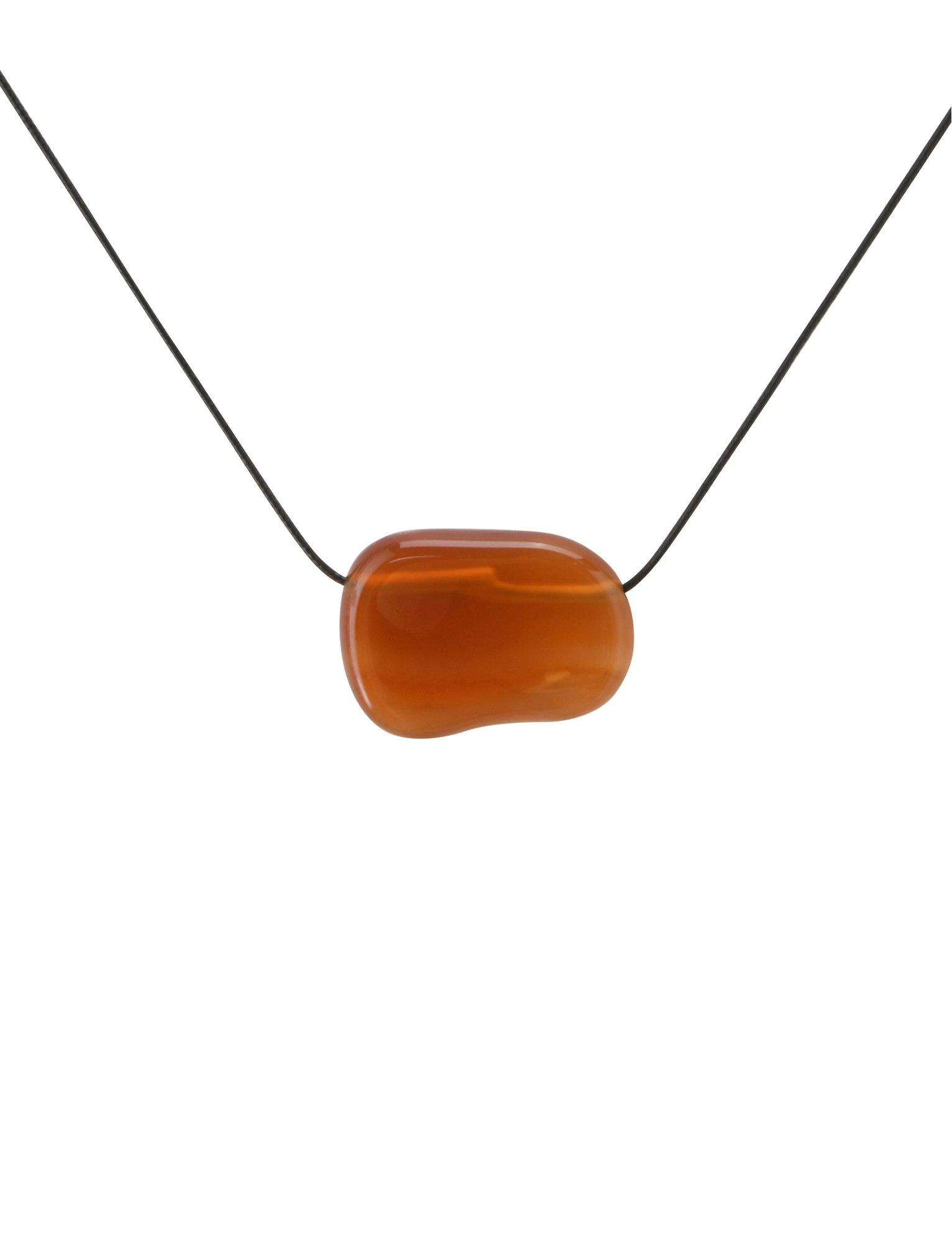 The TIGERMIST ALILAH NECKLACE - AMBER features a smooth oval amber pendant on a thin black cord, shown against a plain white background.