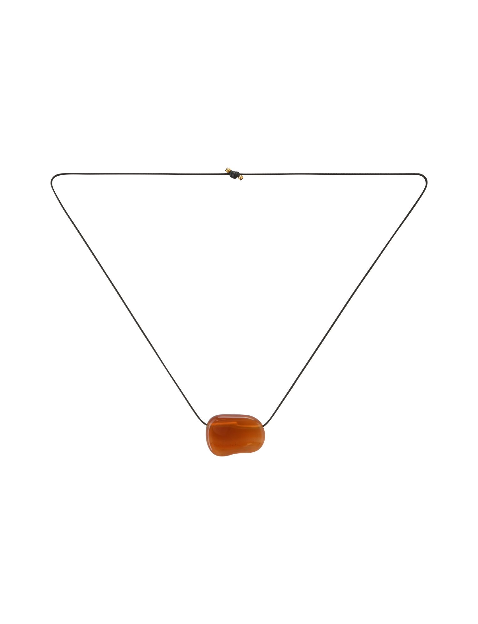 The ALILAH NECKLACE - AMBER by TIGERMIST is a minimalist black cord necklace with a single smooth amber pendant, designed to be adjustable for the perfect fit.