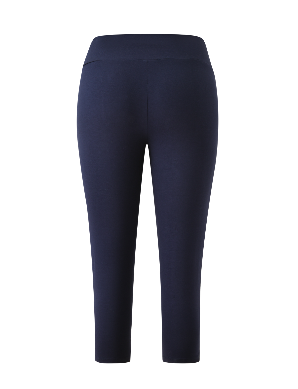 The TIGERMIST TATUM CAPRI - NAVY STRIPE leggings are high-waisted, ankle-length with a V-front waistband, showcased from the back on a plain white background.