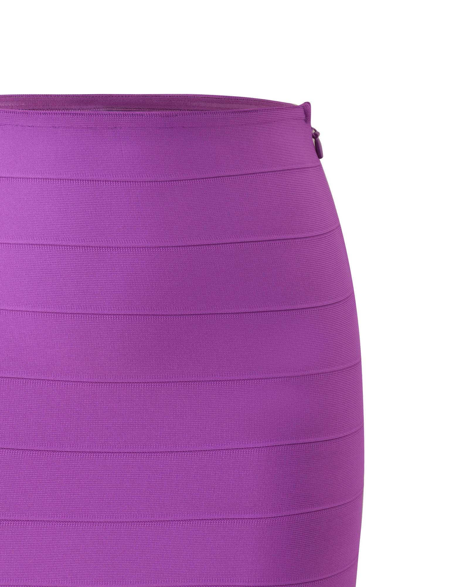 Close-up of the TIGERMIST NYX BANDAGE MINI SKIRT in Ultra Violet, featuring horizontal panel detailing and a body-hugging fit, shown against a plain white background.