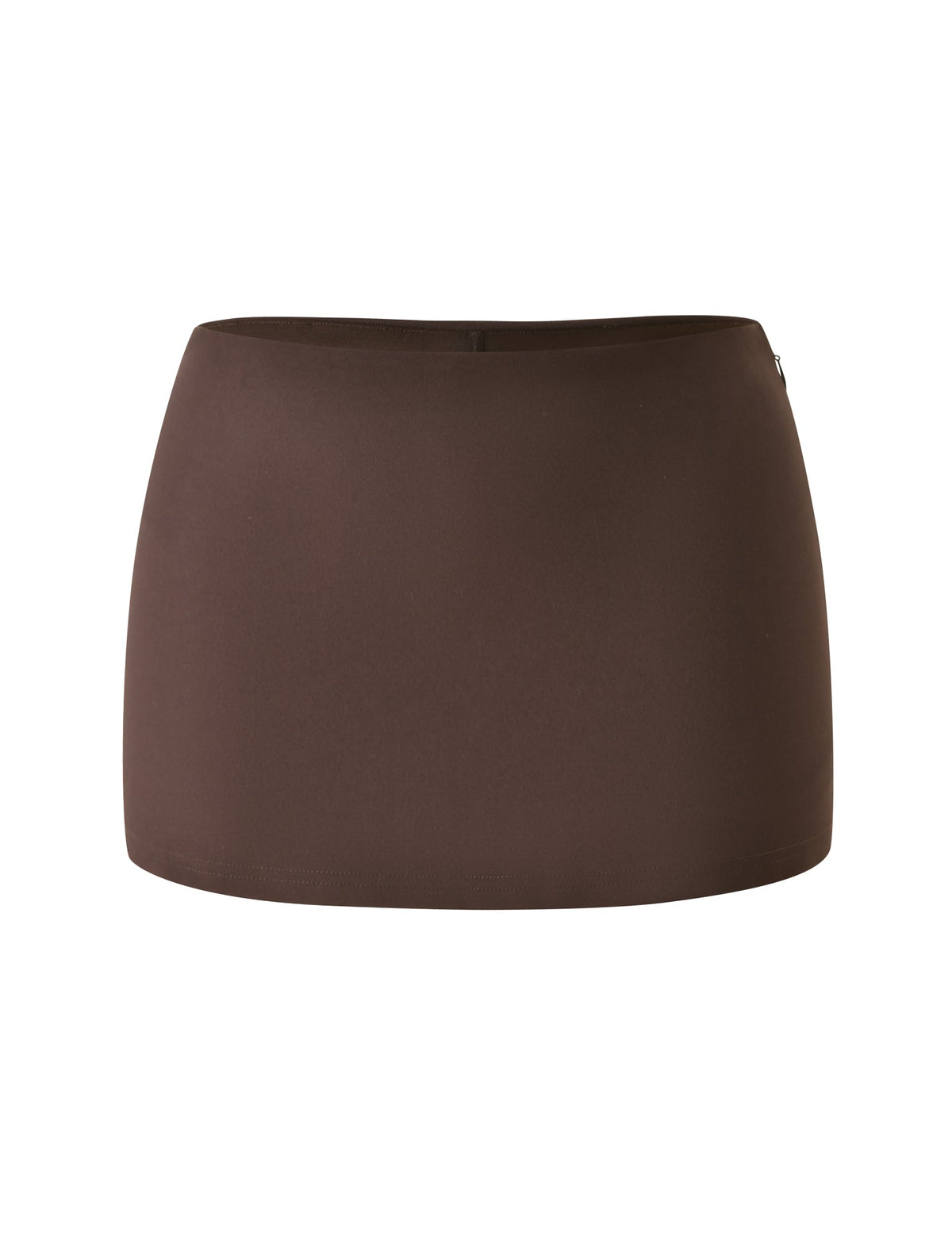 The AUDRA MINI SKORT by TIGERMIST is a dark brown mesh micro mini skort with a bodycon fit, photographed against a white background.