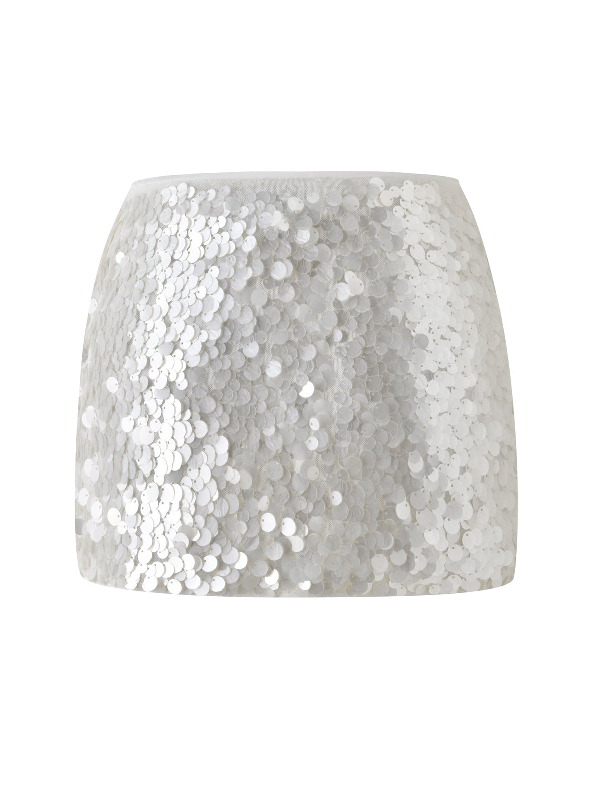 SOLARE MINI SKIRT - IVORY in a faux shell sequin mini design.