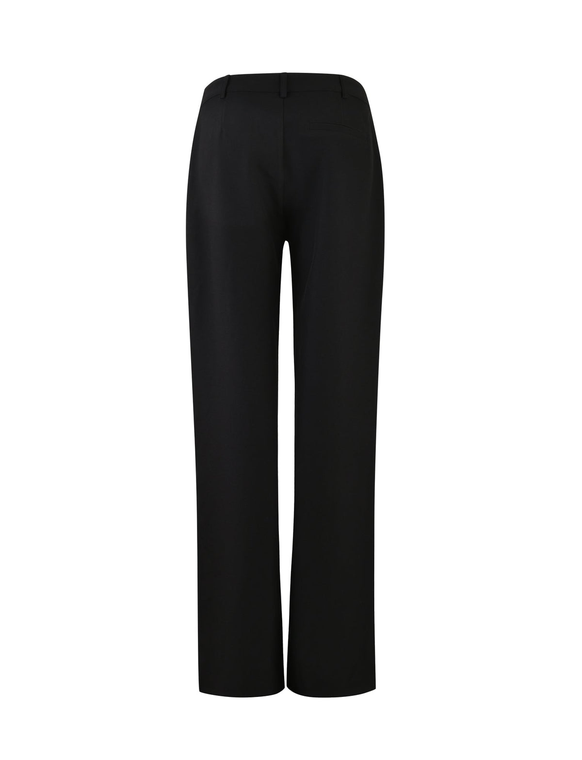 The MARJORIE PANT - BLACK from TIGERMIST is a pair of black formal trousers featuring a straight-leg design. These trousers include belt loops, back pockets, and boast a clean, tailored appearance. The image depicts the back view of the trousers against a white background.
