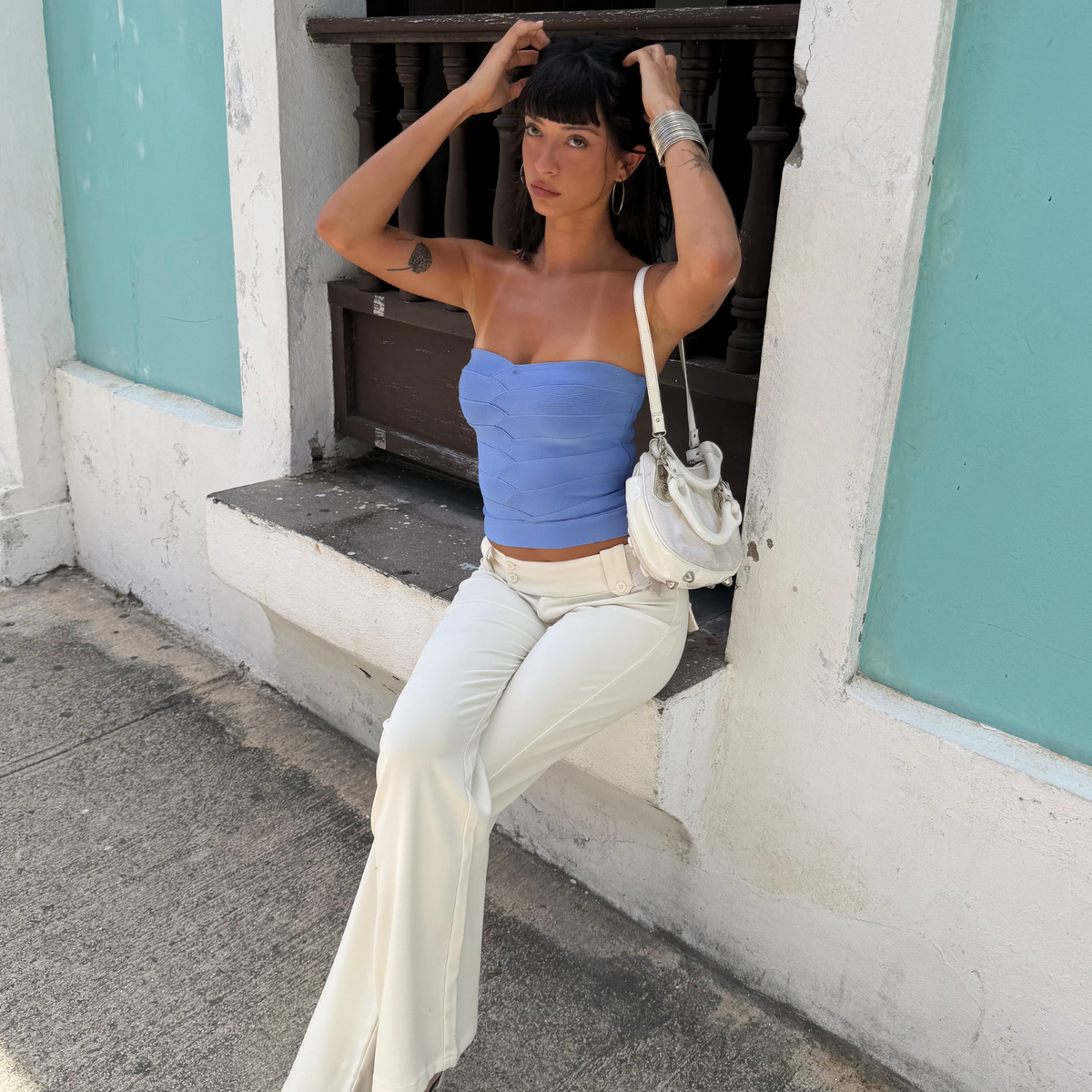 NIYA BANDAGE TOP - CORNFLOWER BLUE