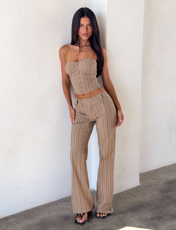 KITTIE PANT - TAUPE STRIPE – Tiger Mist USA