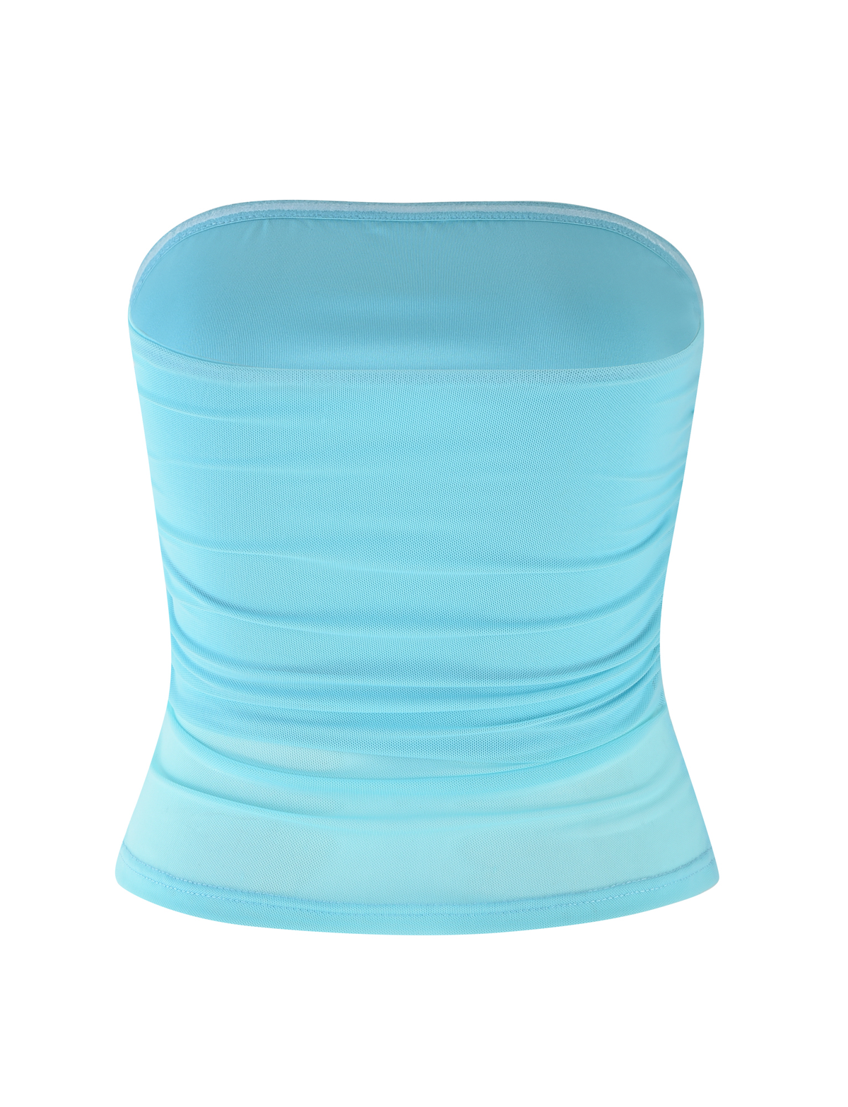 The TIGERMIST HARRIETT TUBE TOP in Bright Blue features a strapless design with smooth, slightly ruched mesh fabric, shown on a plain white background.