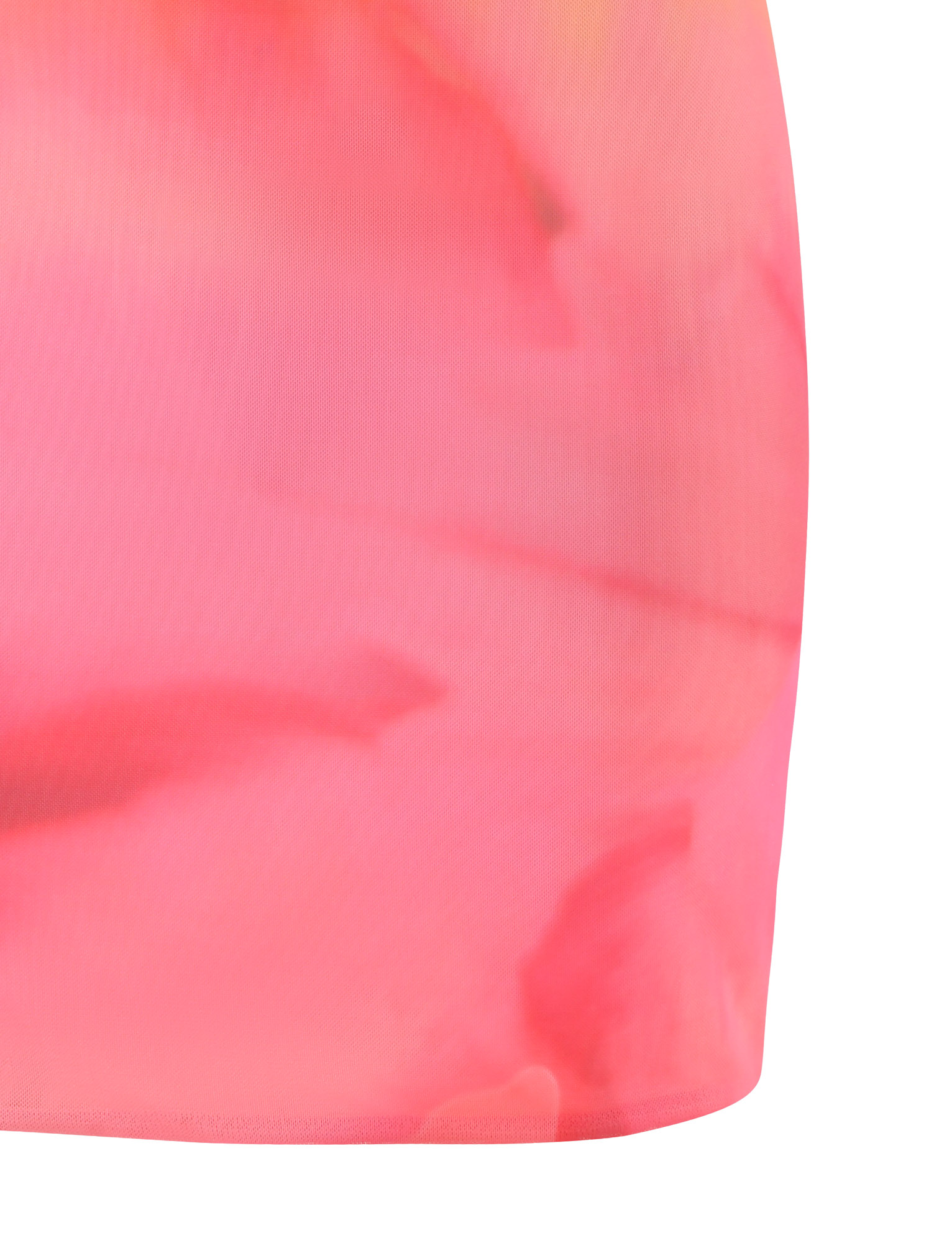 Close-up of the TIGERMIST CHER MINI DRESS in Pink Hibiscus, featuring a strapless bandeau design with a macro floral print in bright pink shades and abstract shapes.