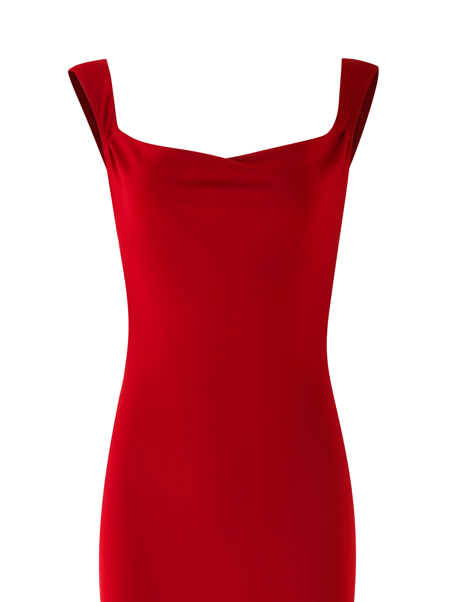 The TIGERMIST MORANA MAXI DRESS in red is a sleeveless, form-fitting dress with wide shoulder straps and a straight neckline in a classic bodycon fit, shown against a white background.