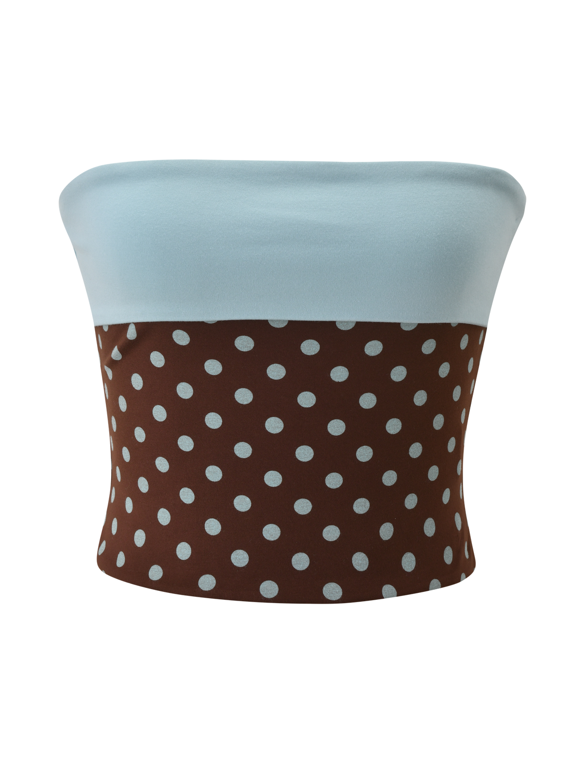 IMOGEN TUBE TOP - BROWN AND BLUE POLKA DOT – Tiger Mist USA