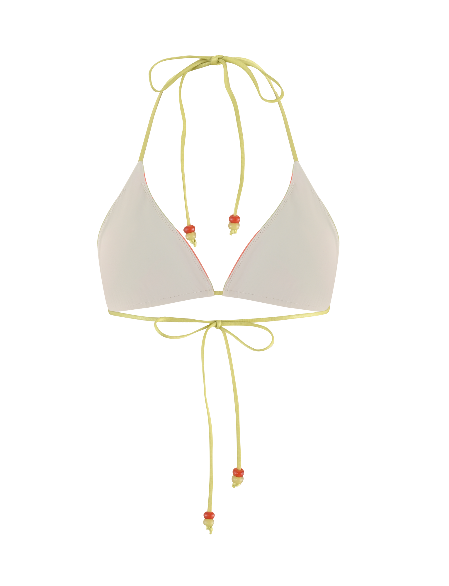 The TIGERMIST AVE BIKINI TOP - POP FLORAL features a white halter neck design with yellow straps that tie at the neck and back, shown against a plain background.
