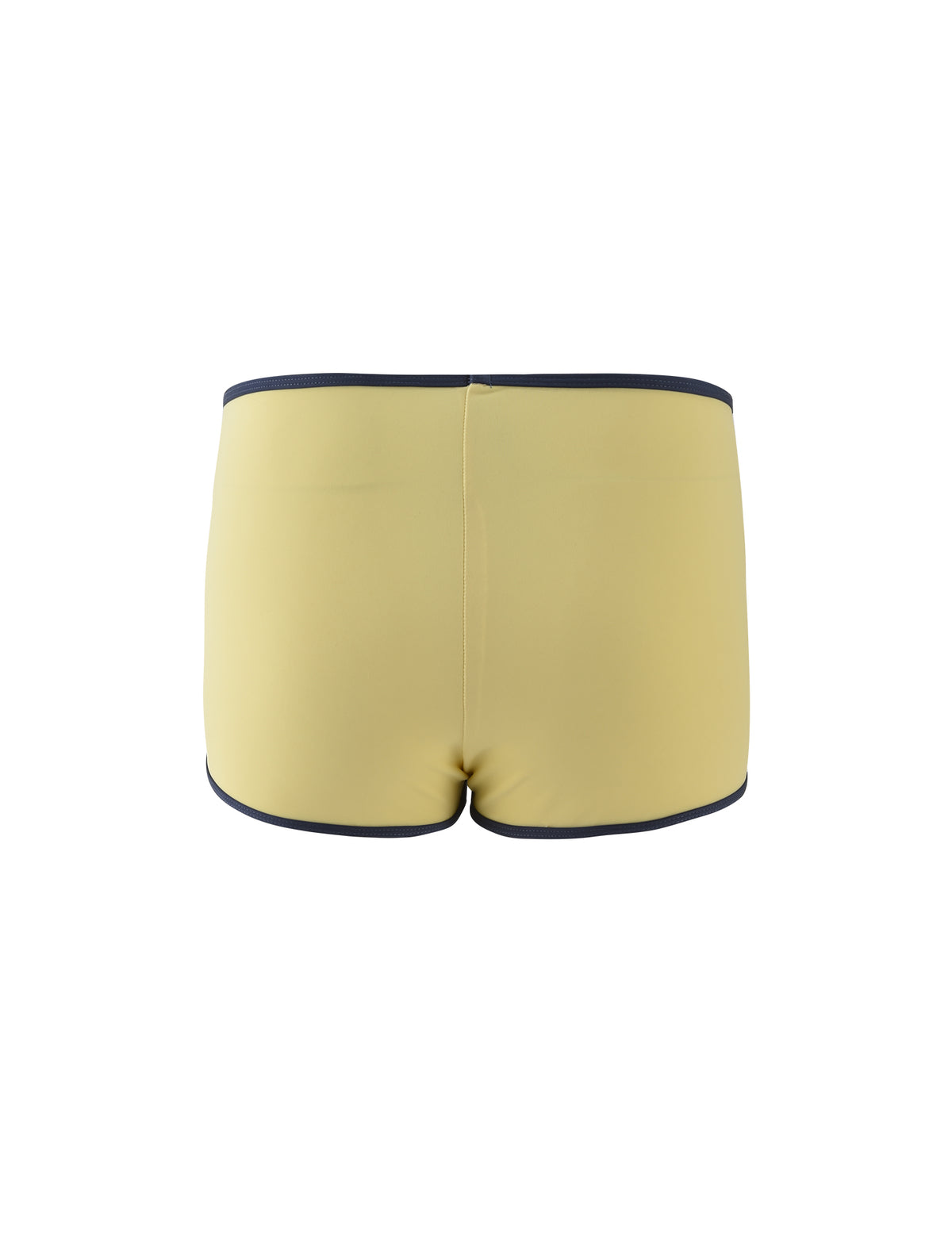 A pair of pale yellow women's bikini bottoms, seen from the back, exude the stylish elegance synonymous with TIGERMIST. The bikini bottoms showcase a smooth texture and are accented with subtle detailing around the waist and leg openings.