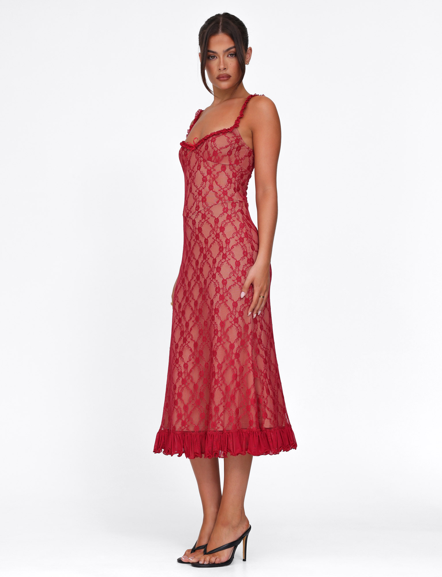 dress red lace DEJA 22 Rainbow Pastel Bridesmaid and a thigh hiit Color:Black Dress With Champagne Lining