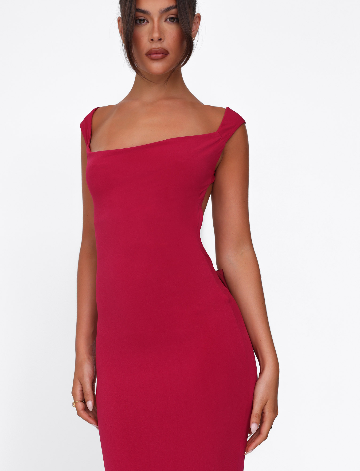 red cocktail dress for women ZITA Ideal for spring and Athletic Fit Stretch Suit maxi dress with split Pants Size:42 L