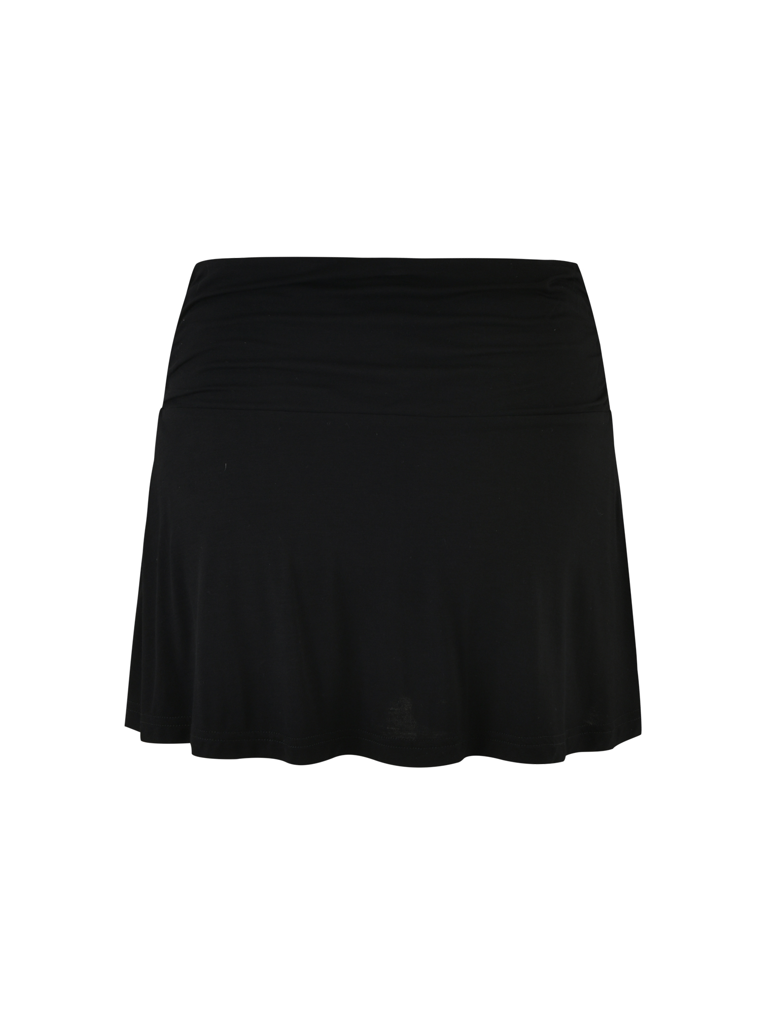 The VERITY SKORT - BLACK by TIGERMIST is a mini-length skort with a wide waistband and subtle bodycon fit, shown against a white background.