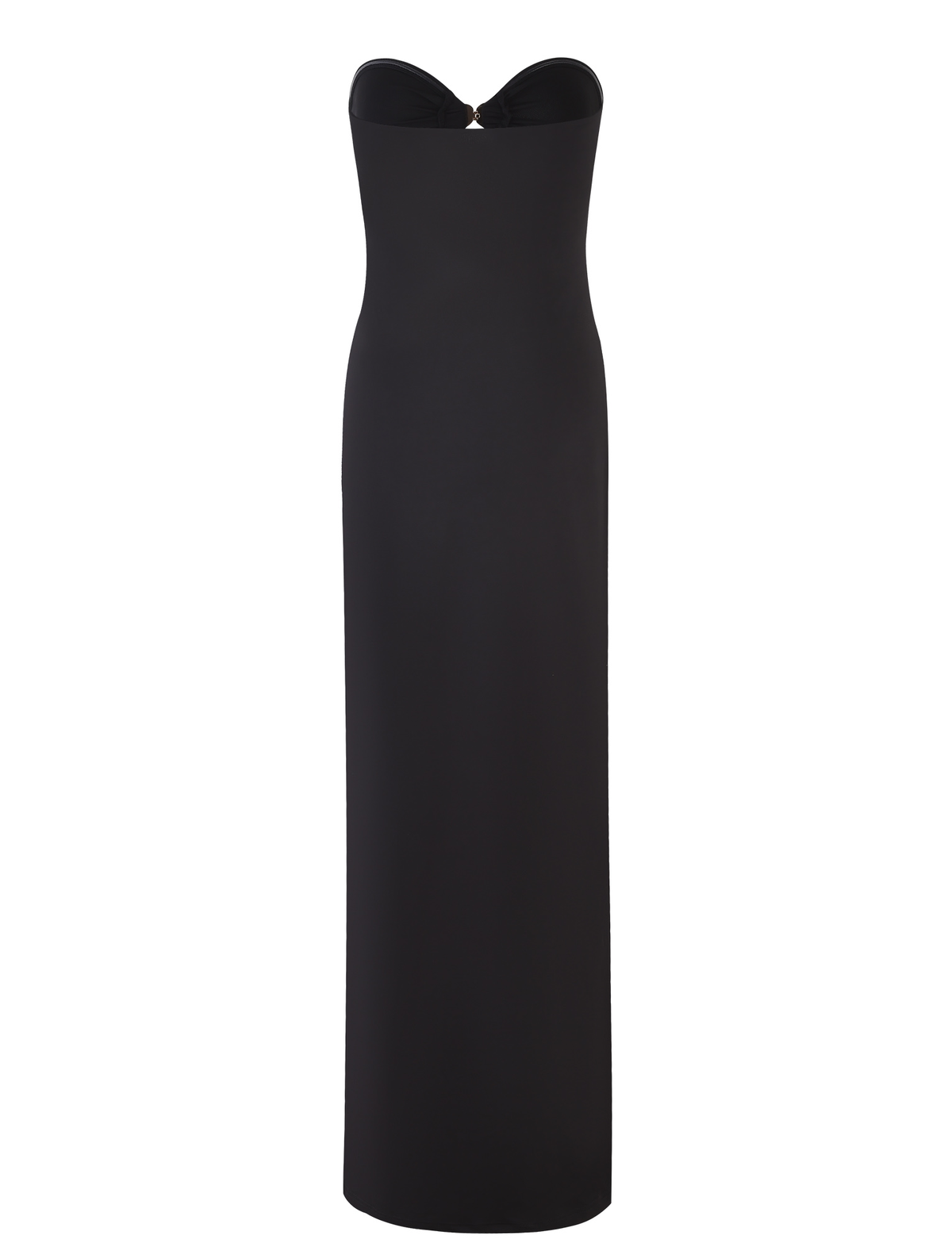 The CECILY MAXI DRESS - BLACK by TIGERMIST is a strapless floor-length evening gown with a sweetheart neckline and fitted silhouette.