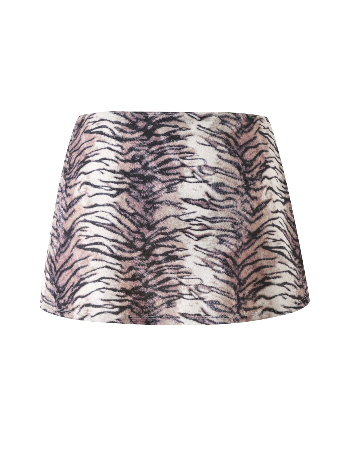 A short, A-line DIANA SKIRT SET - NEUTRAL TIGER swim skirt in a neutral tiger stripe pattern.