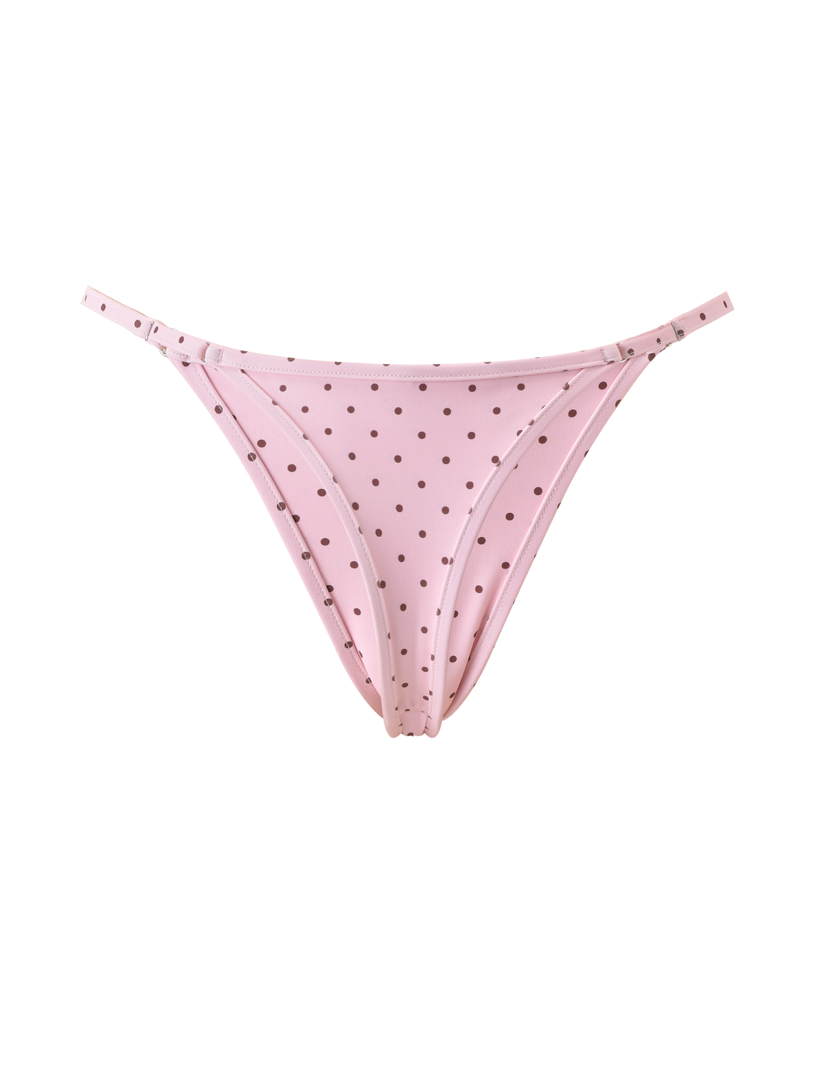 The TIGERMIST DIANA SWIM SKIRT SET in pink polka dot features a playful bikini-style design with thin side straps and small black dots, shown on a plain white background.