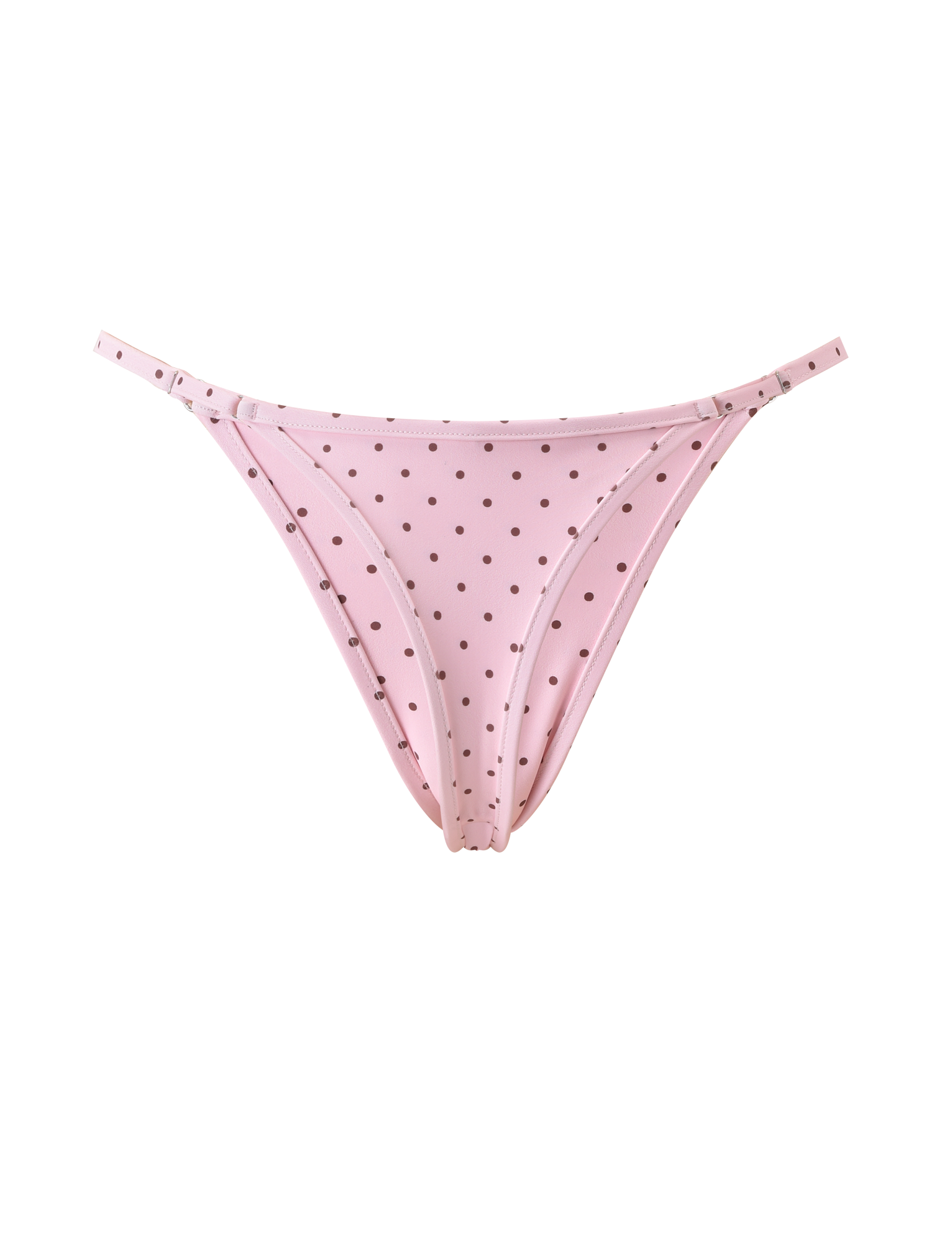 The TIGERMIST DIANA SWIM SKIRT SET in pink polka dot features a playful bikini-style design with thin side straps and small black dots, shown on a plain white background.