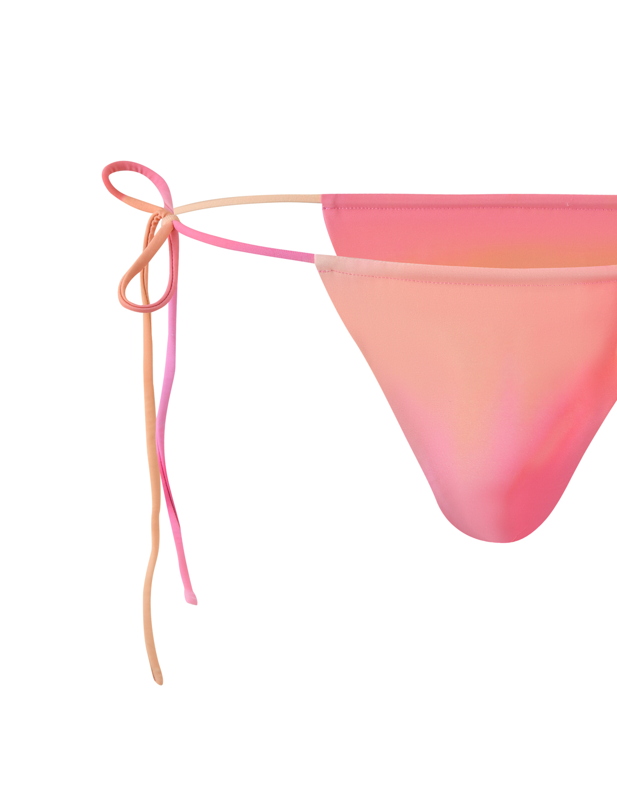 Close-up of the TIGERMIST KHESSA BIKINI BOTTOM in Pink Hibiscus, featuring a body-con silhouette and adjustable side ties, shown against a white background.