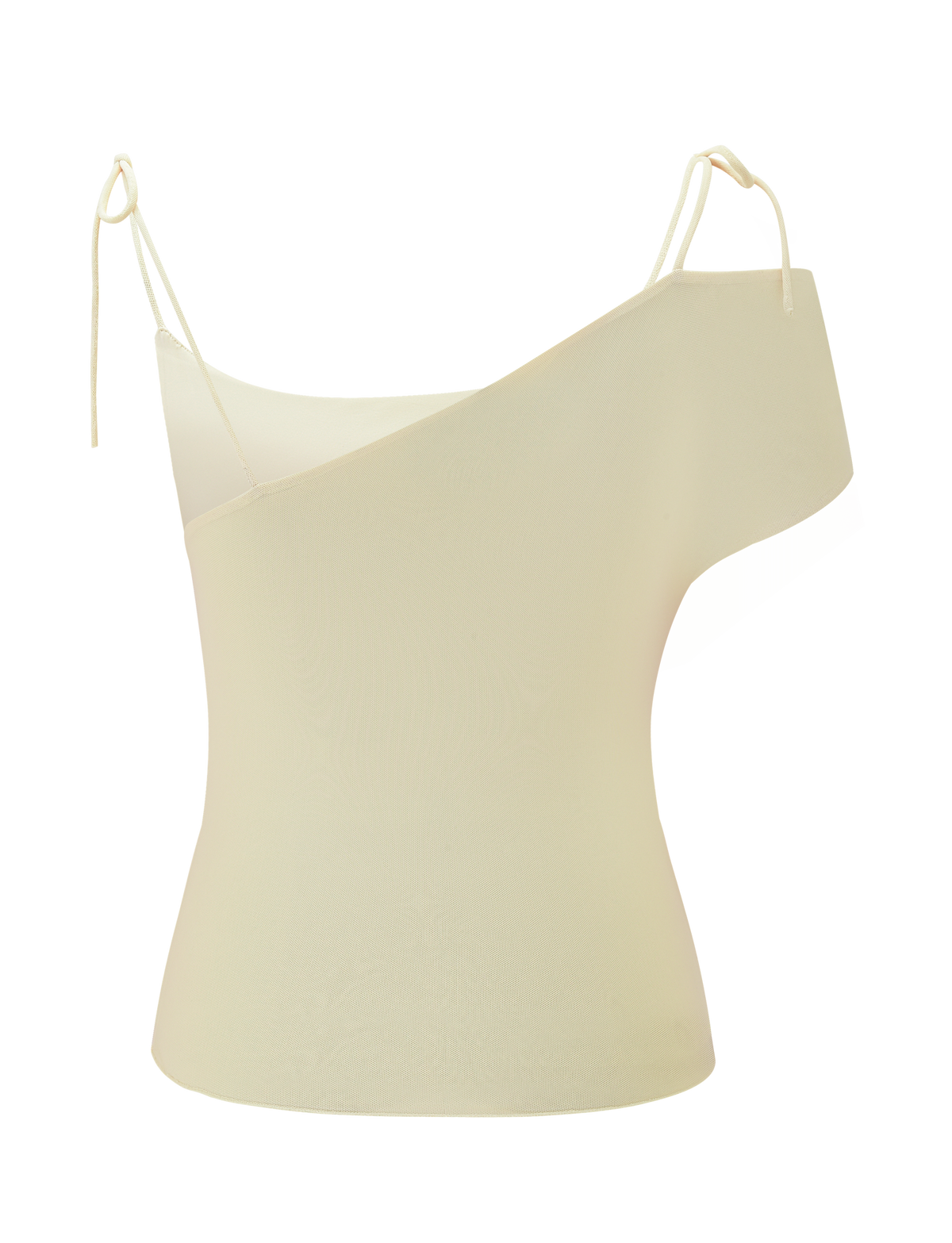 The LILLIAN TOP - YELLOW by TIGERMIST is a yellow, asymmetrical off-shoulder sleeveless top featuring one shoulder strap and a cutout detail, shown against a plain background.
