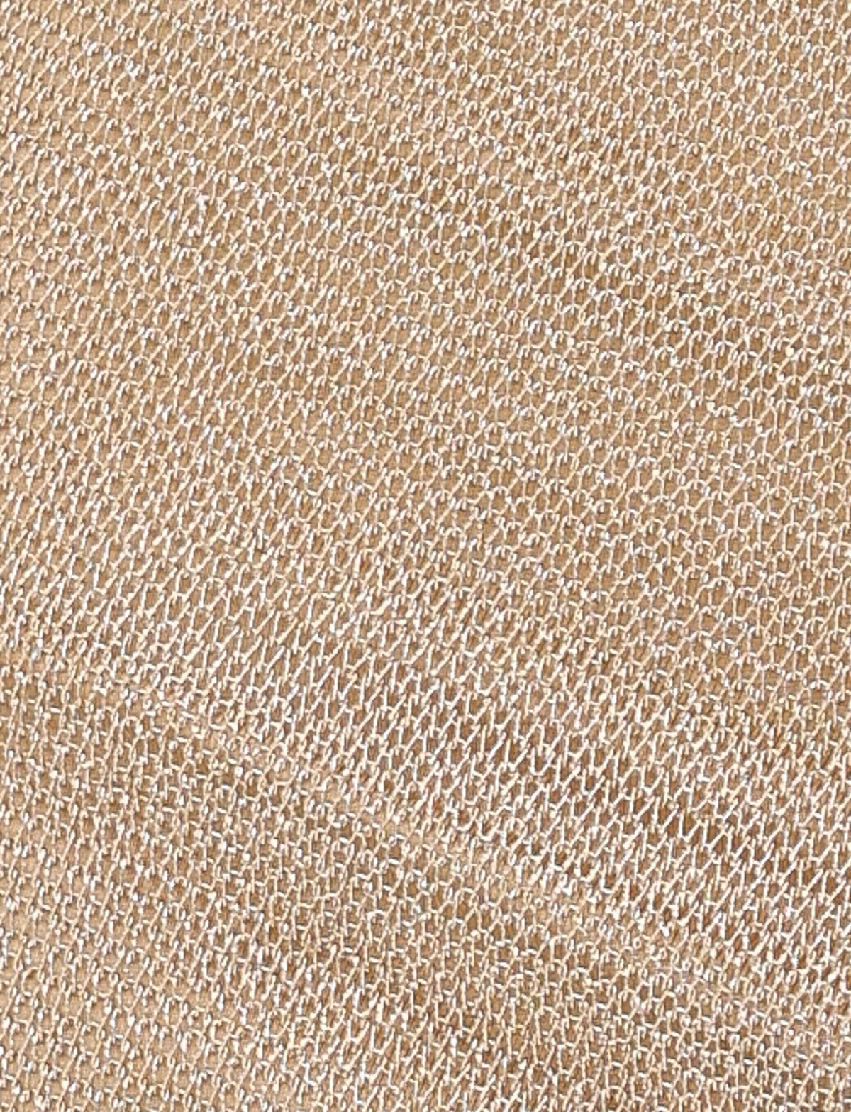 Close-up of textured gold metallic knit fabric with a shimmering sheen and interwoven threads. The slightly uneven, reflective surface is perfect for the A-line fit of the OCTAVIA MINI SKIRT - GOLD by TIGERMIST.