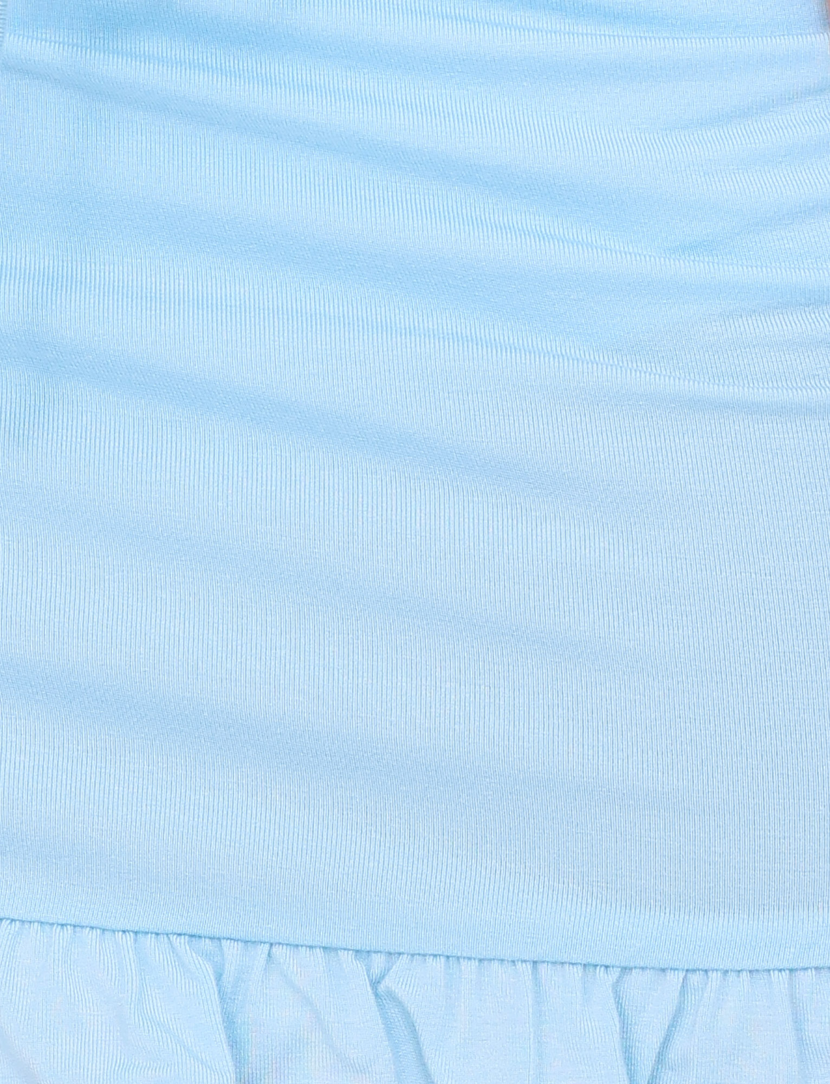 Close-up of light blue, ribbed buttery jersey fabric with horizontal lines and a gathered ruffle at the bottom—perfect for the TIGERMIST MELLIE SKORT in Baby Blue.