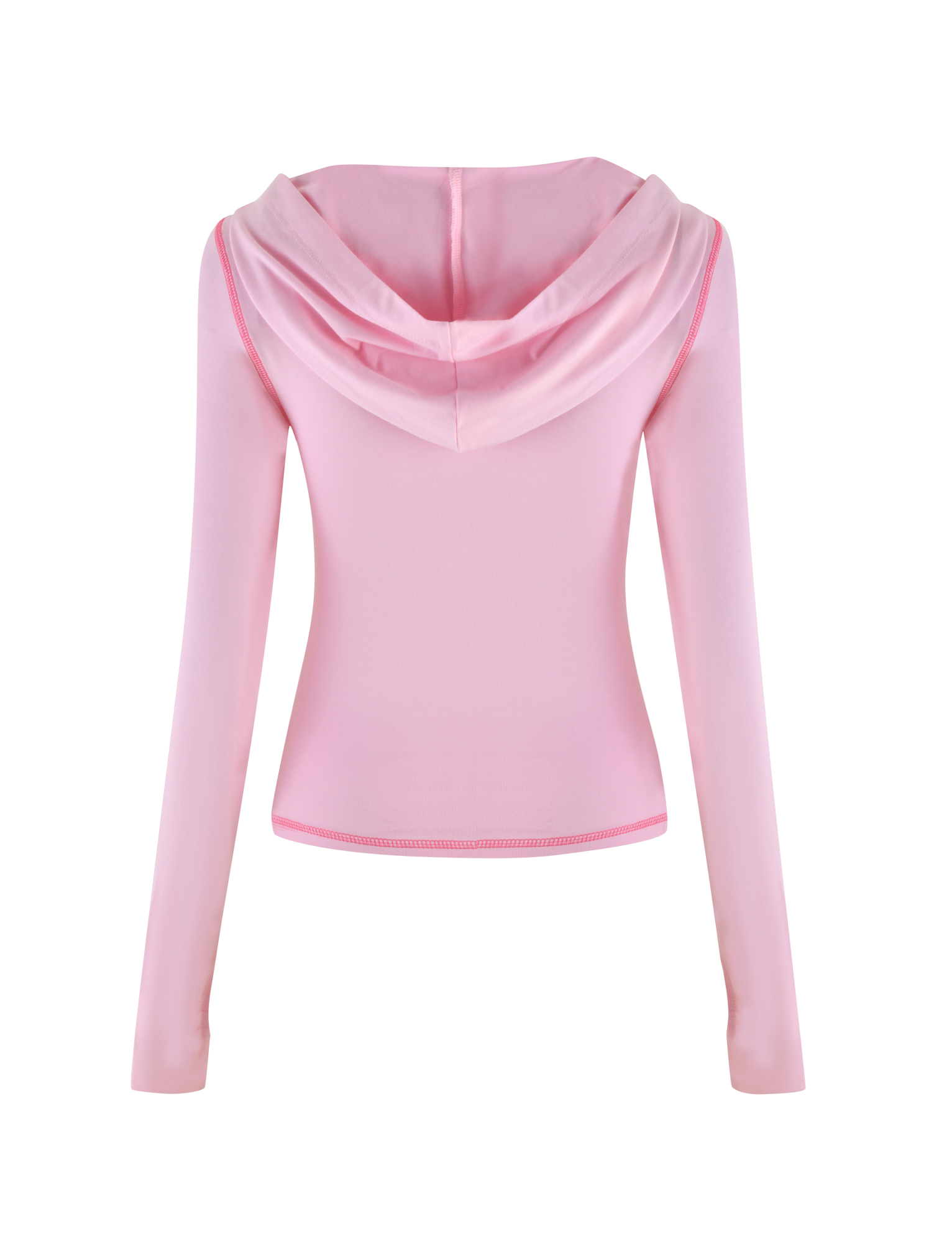 The TIGERMIST BLAYZE HOODIE in soft pink features a fitted, long-sleeve design with a relaxed hood and minimalist stitching, shown from the back with no visible logos or patterns.
