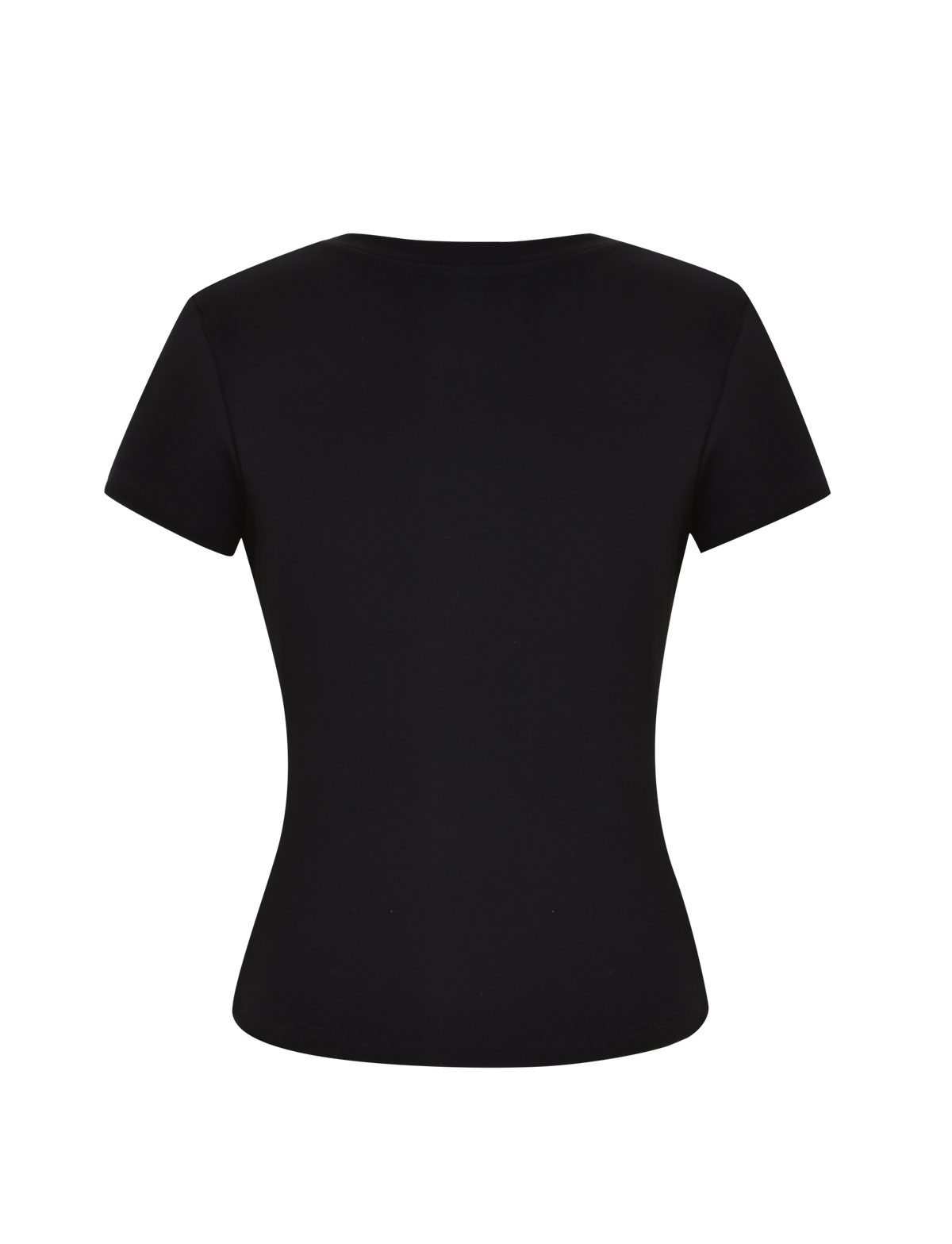 Back view of the TIGERMIST SAPHIRA TEE in black on a white background. This fitted tee is crafted from high-stretch fabric and features a clean design with no visible logos, graphics, or labels.