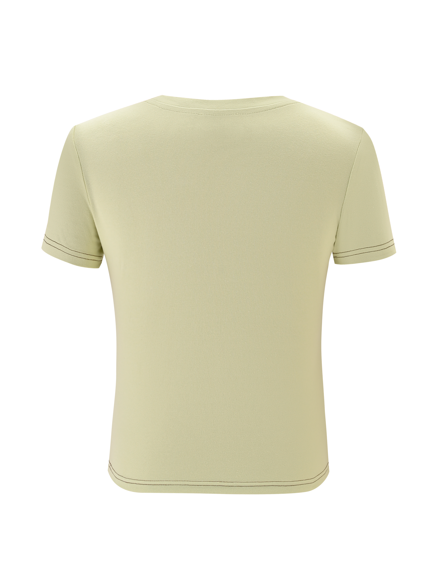 Back view of the TIGERMIST SAPHIRA TEE in butterscotch—a plain, short-sleeve cotton shirt with visible stitching on the sleeves and hem, shown on a white background.