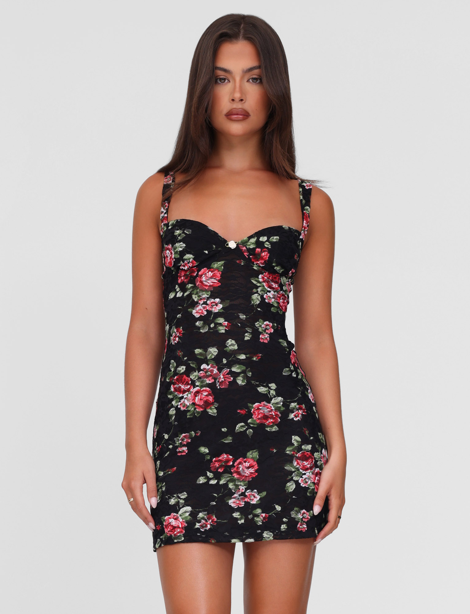 black and pink floral dress ANDEE MINI pink bow birthday sheer short sleeves and Birthday Dress For 10 Color:1 Magic