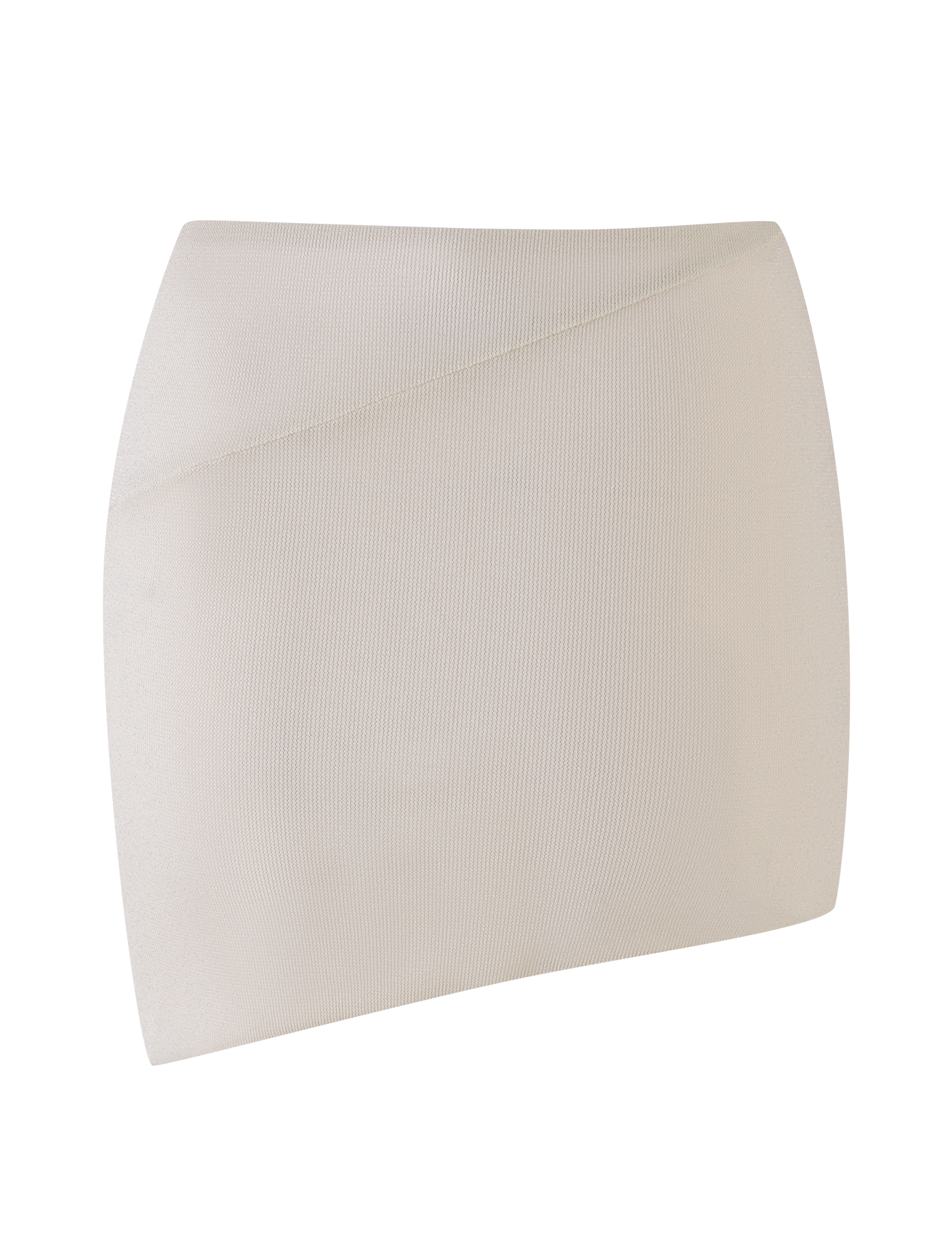 A fine, semi-transparent white mesh fabric is laid flat, recalling the delicate texture and subtle diagonal lines of the TIGERMIST COBI SKIRT - WHITE : CREAM.